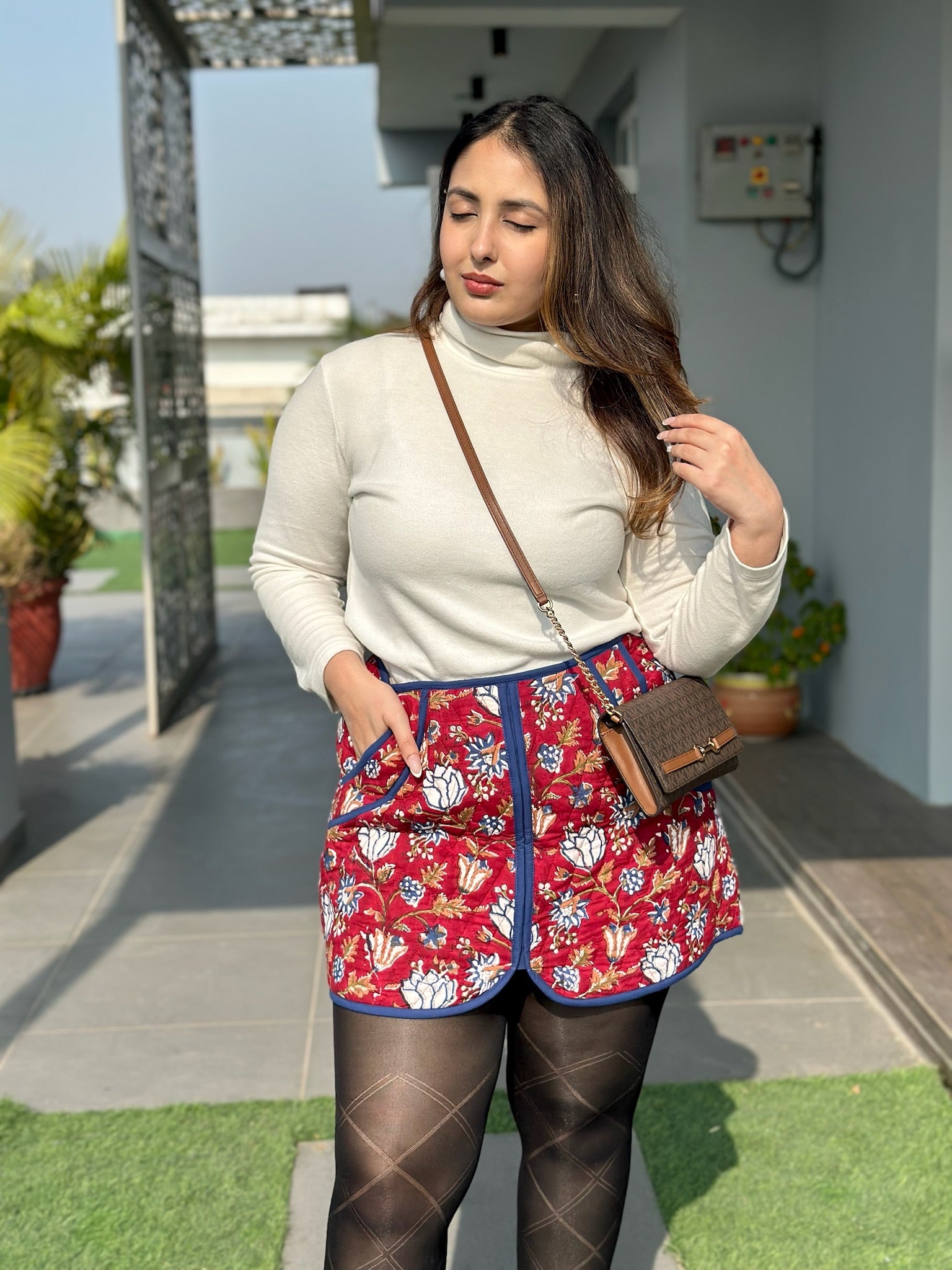 Rustic Red Quilted Skirt