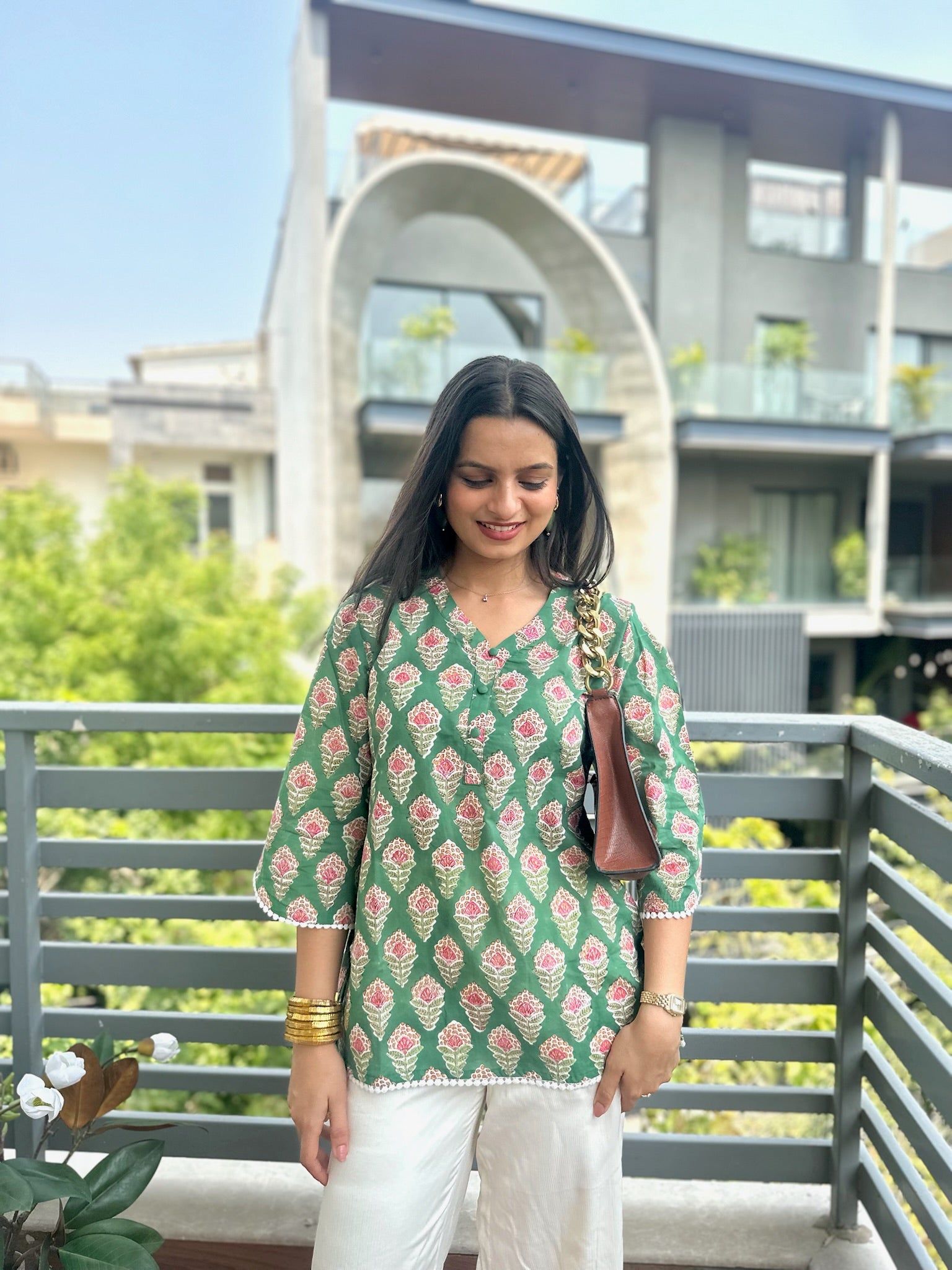 Meadow Green Lace Short Kurti