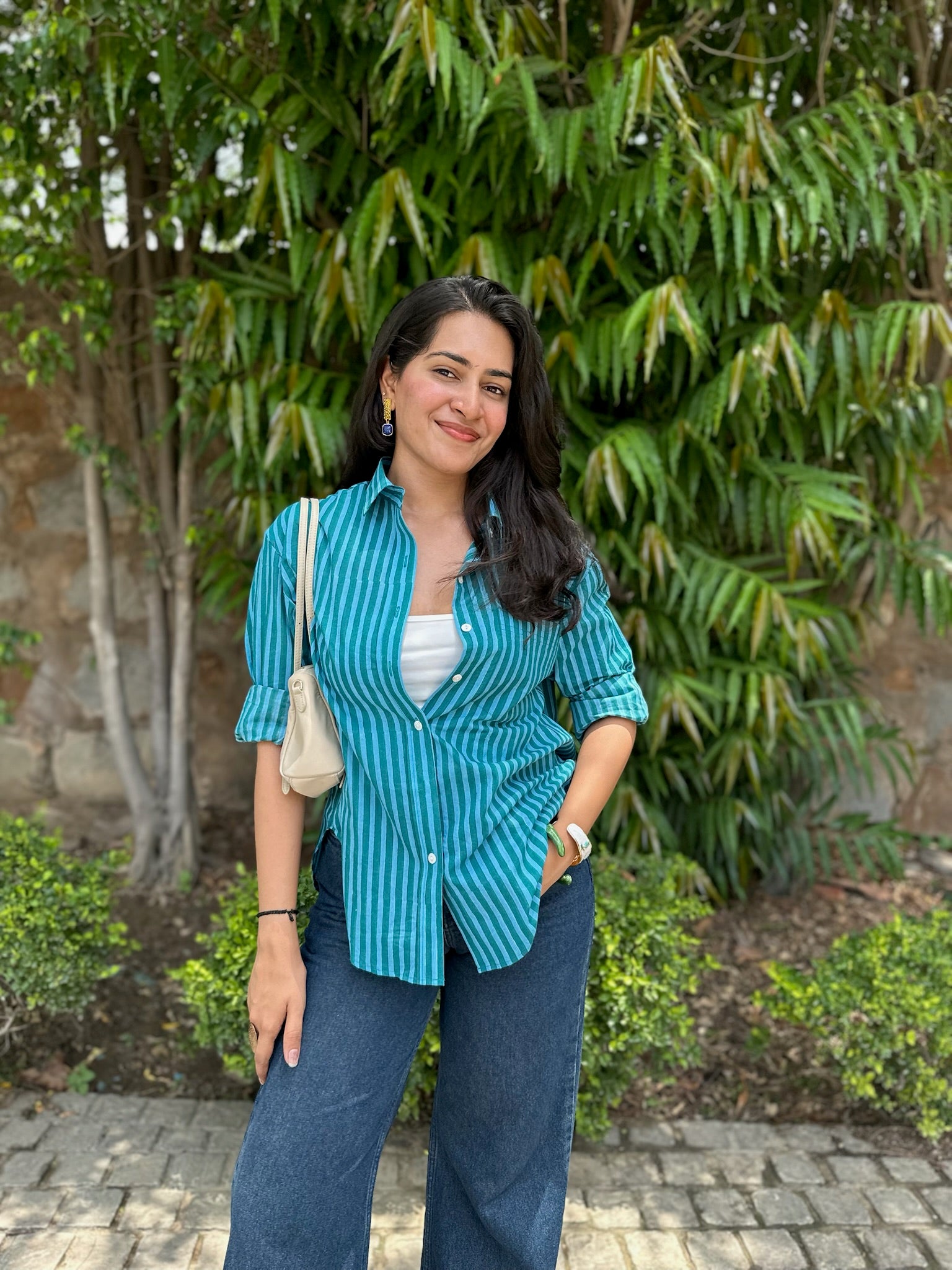 multi sea blue palette striped shirt