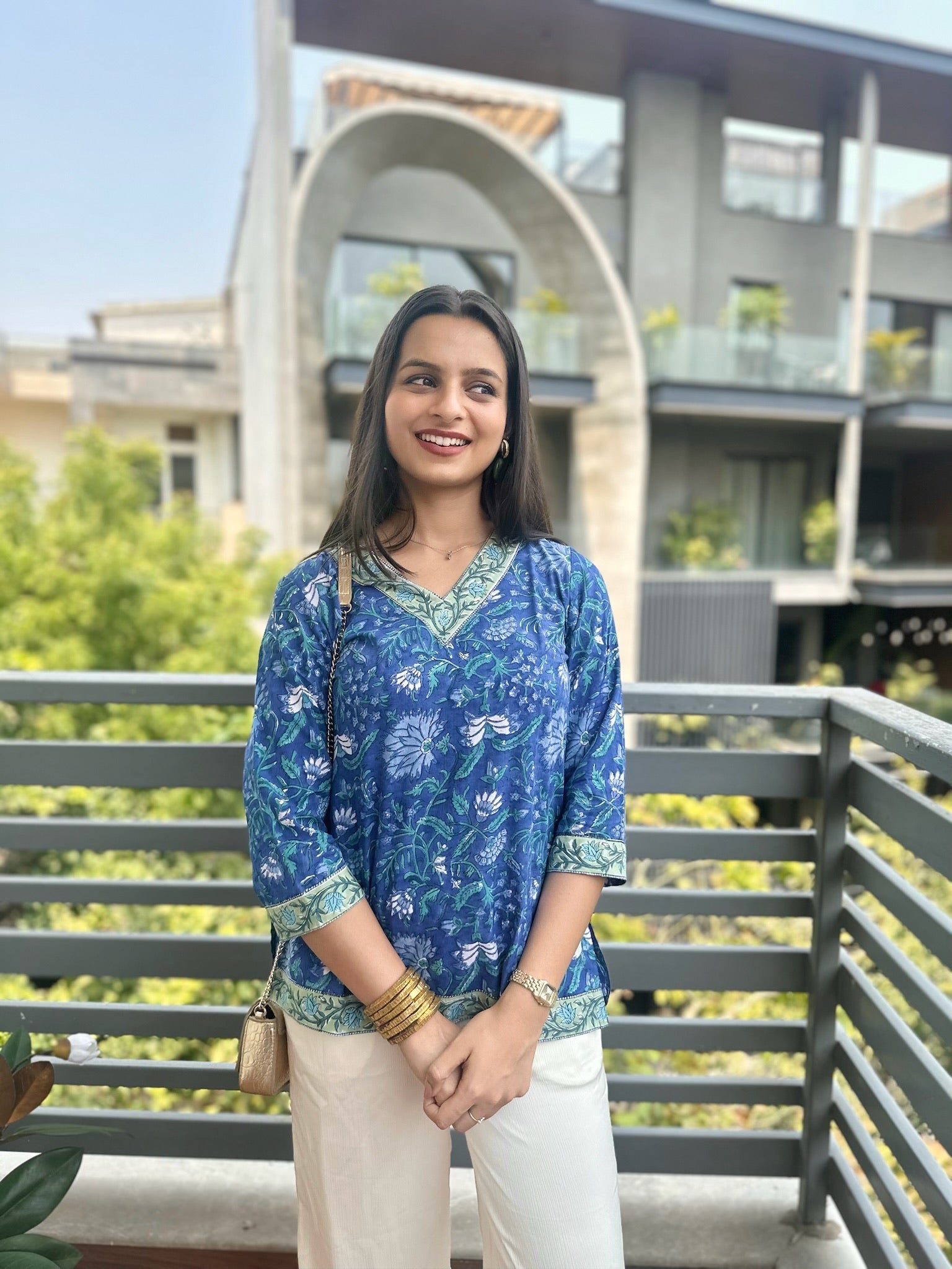 Arctic Ice Blue Short Kurti