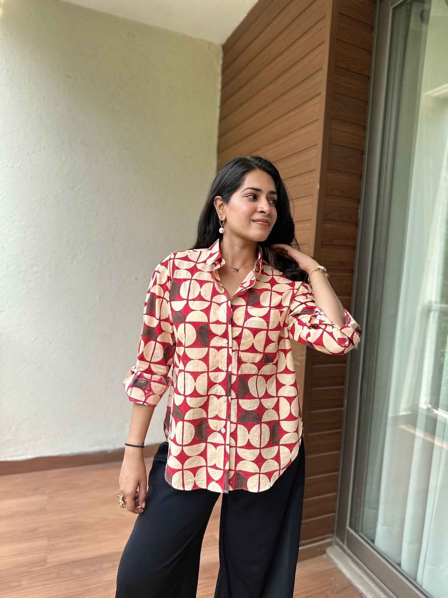 Exclusive Geometric Beige Shirt