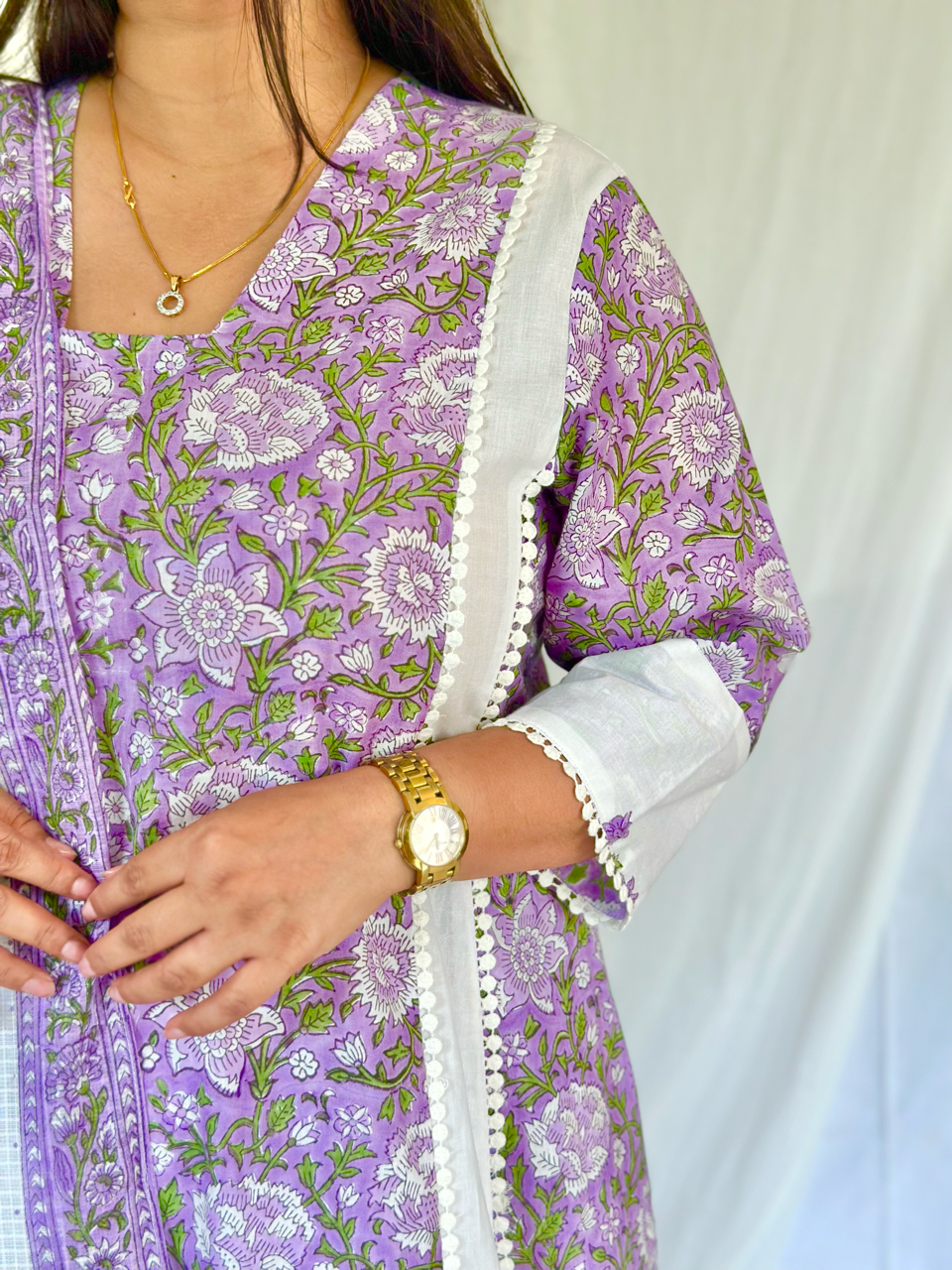 Purple Peony Glass Kurta Set Large