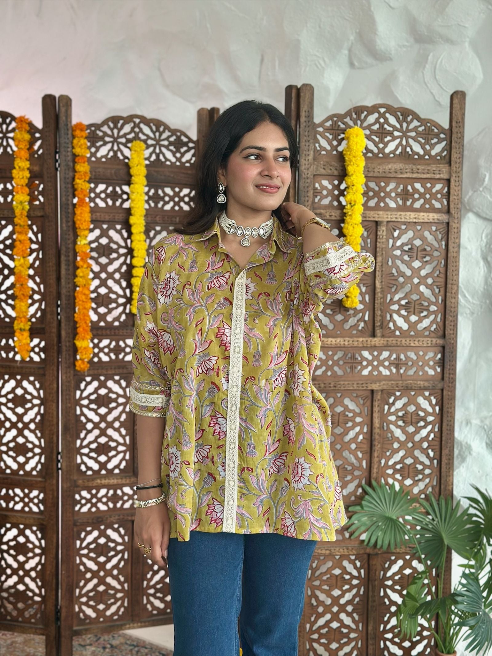 Harvest Glow Asymmetric Mulmul Shirt