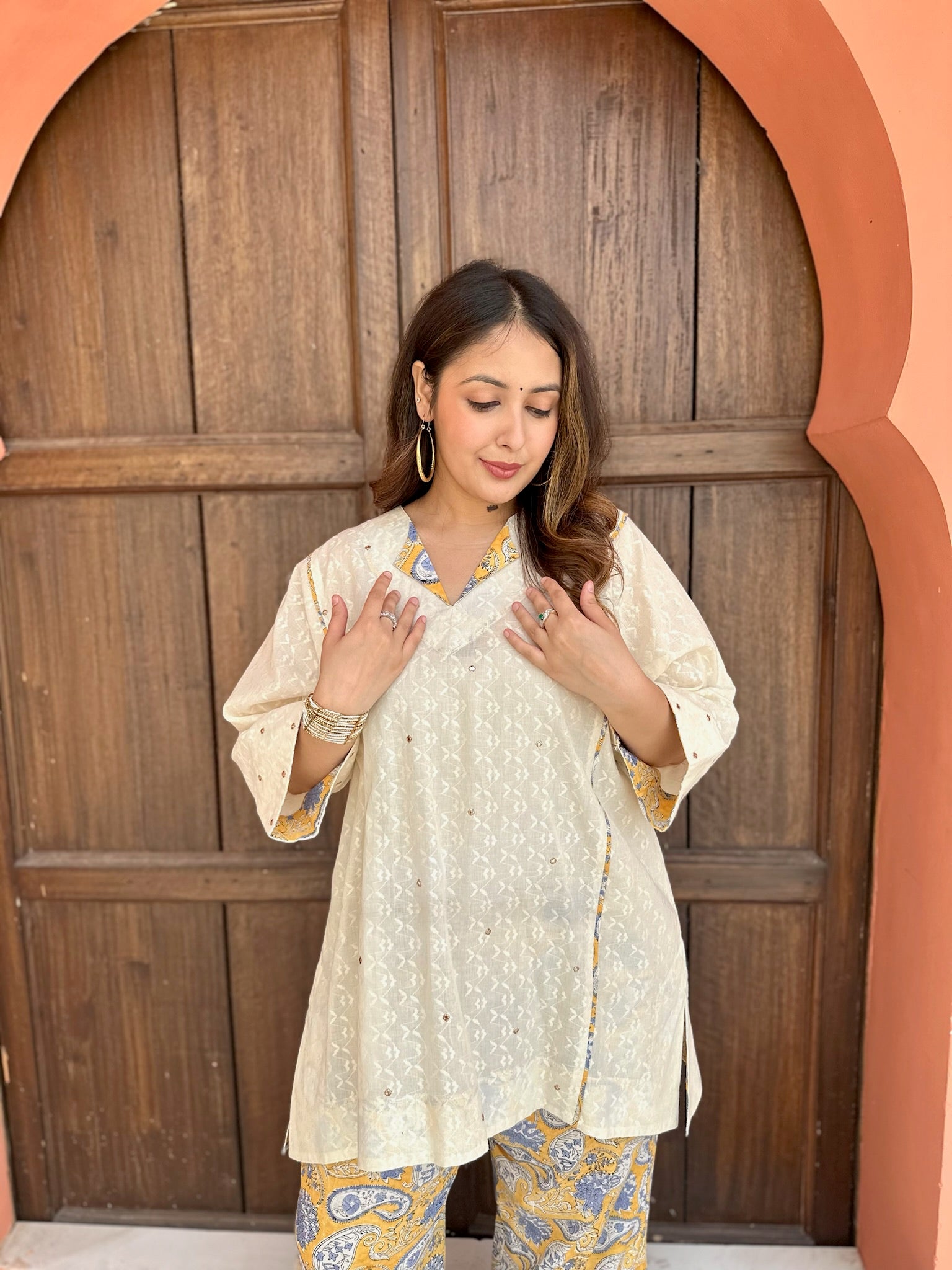 Warm White Dobby Co-ord Set