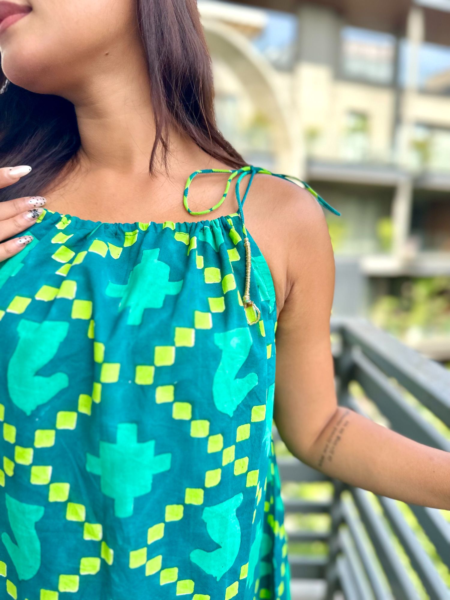 Azure Ocean Halter Maxi Dress