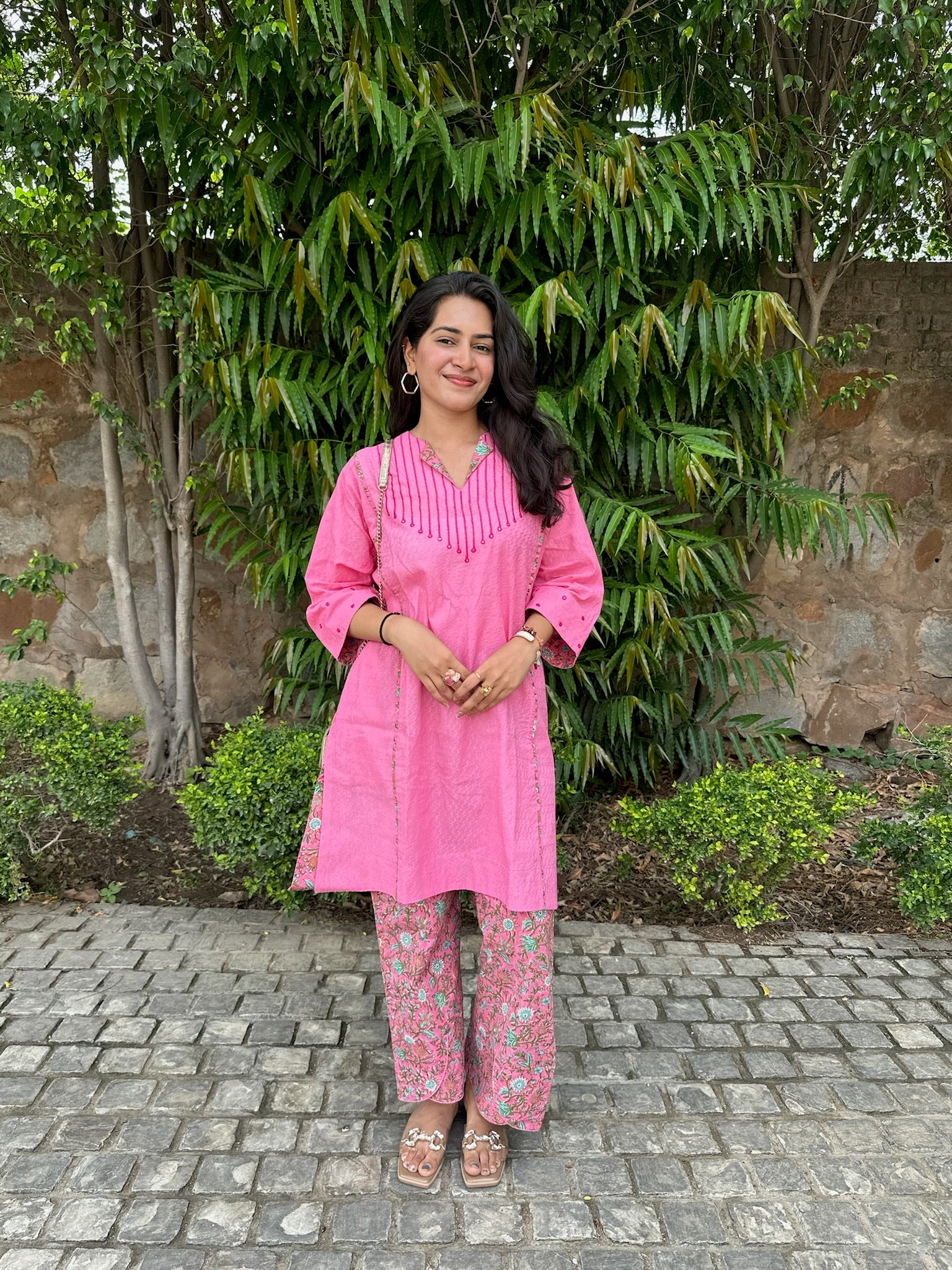 Sorbet Pink Long Dobby Co-Ord Set