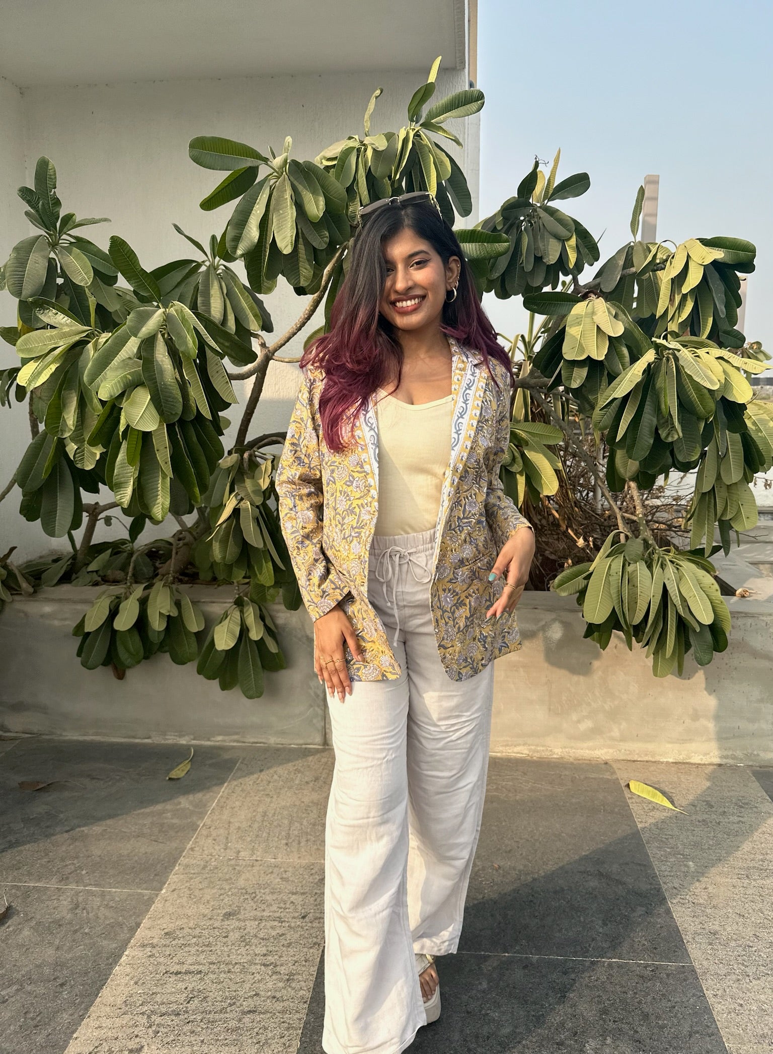 Floral Oak Yellow Blazer