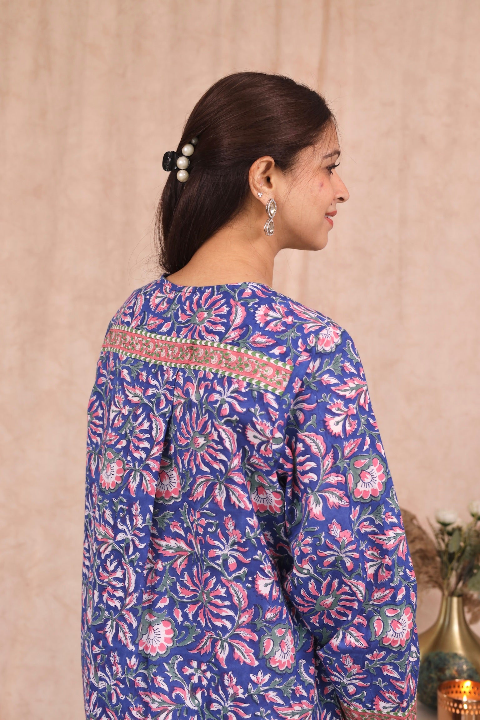 Wide Sleeve Kurta - Deep Sapphire