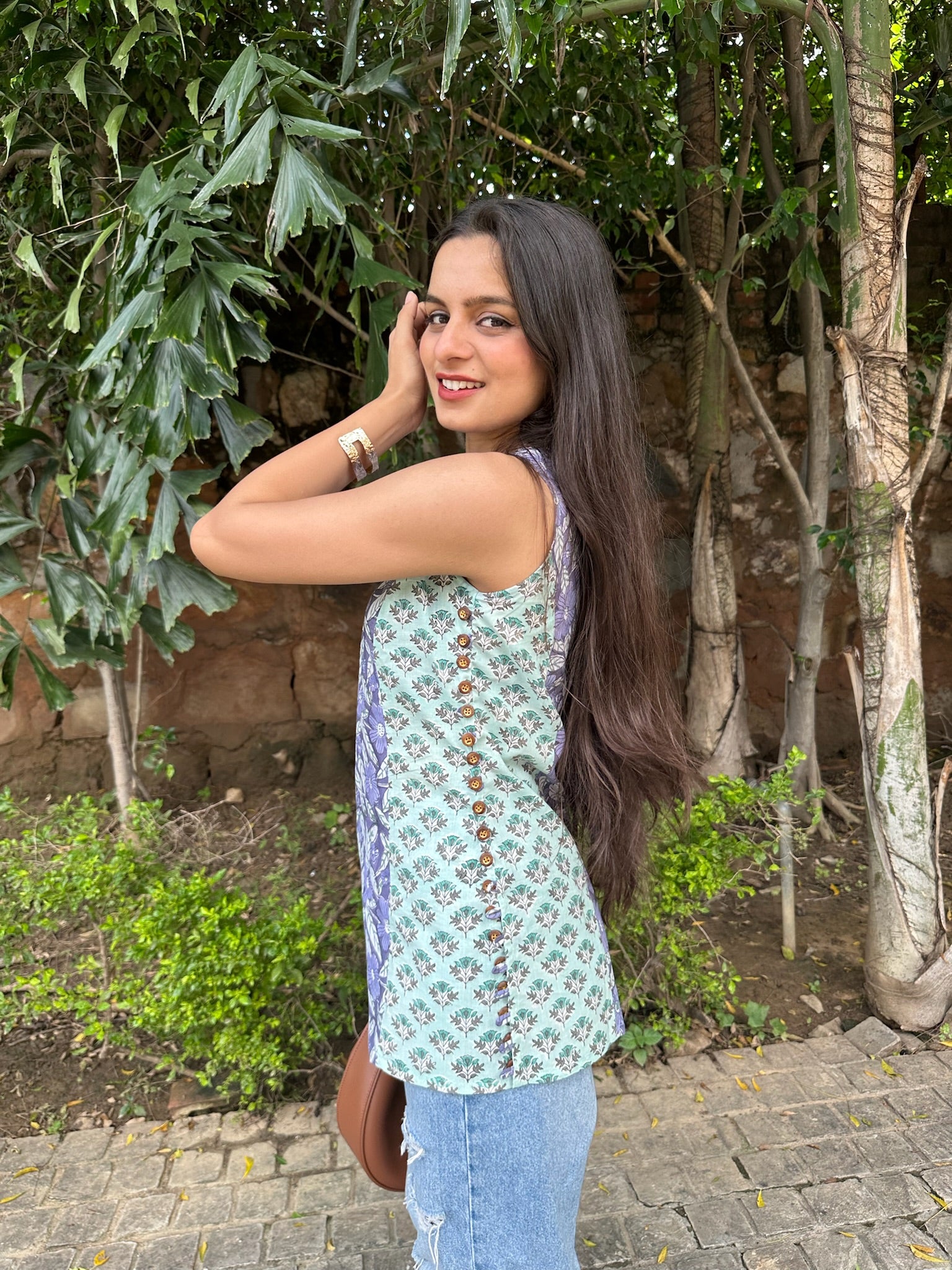 Blueberry Matcha Halter Short Kurti