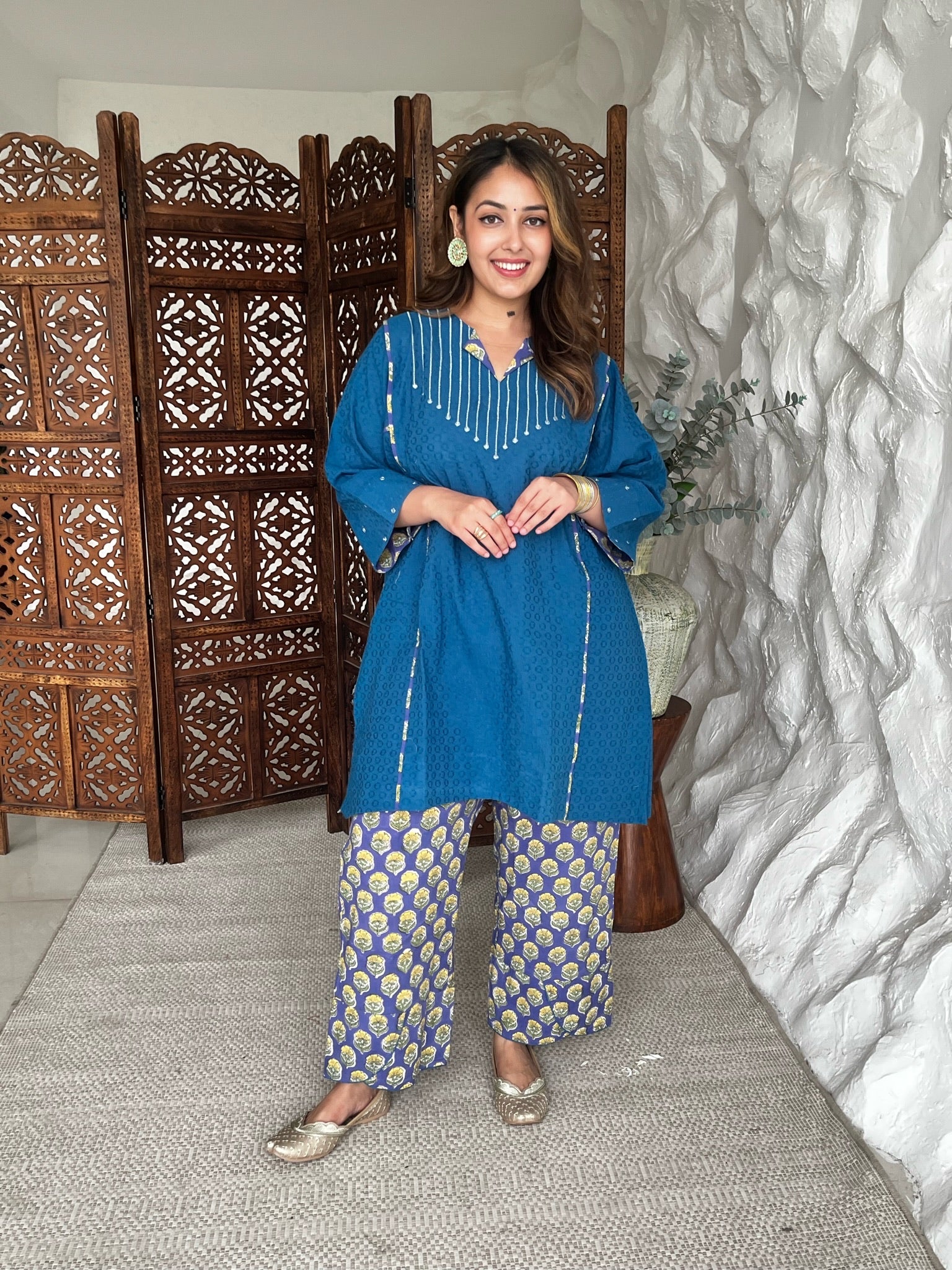 Cobalt Blue Short Dobby Co-Ord Set