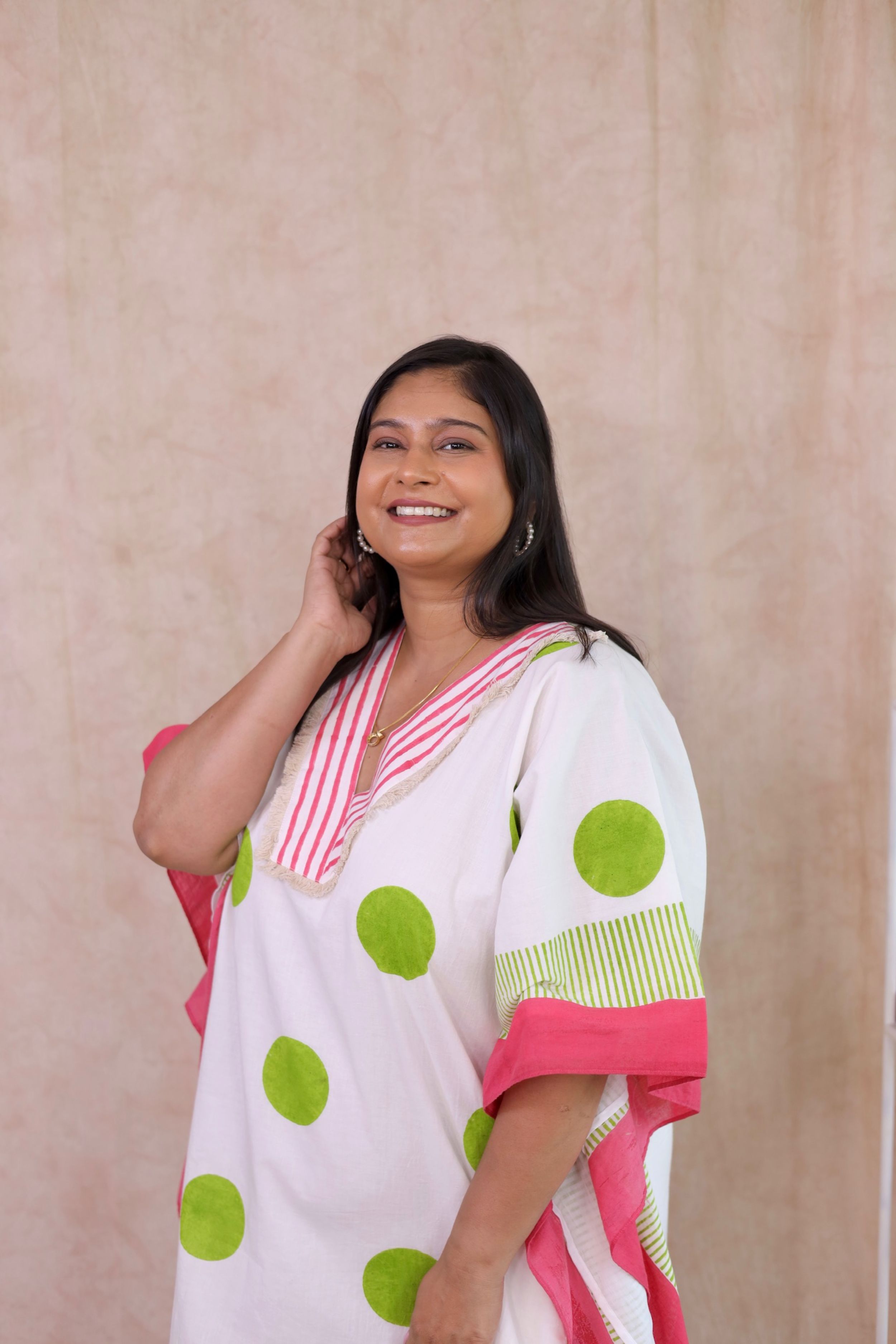 Lime Green Polka Dot Kaftan