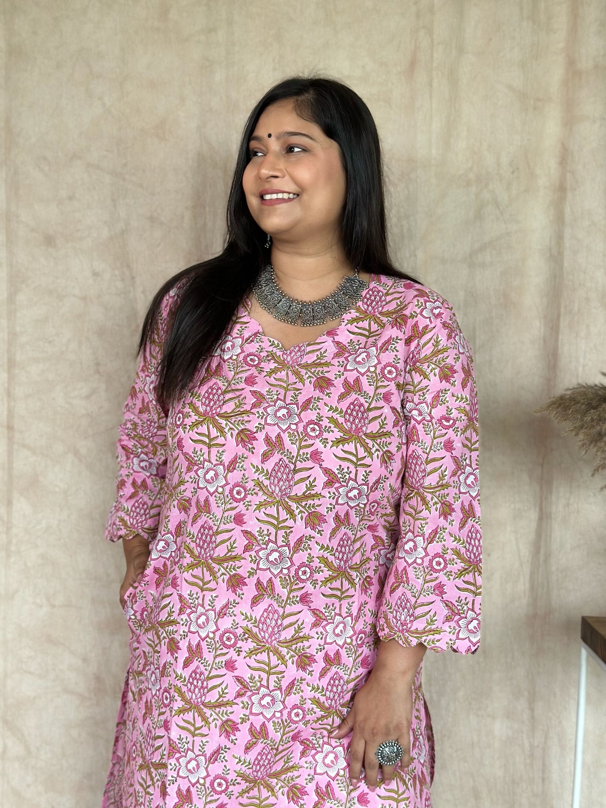 Cotton Candy Block Printed Long Kurta