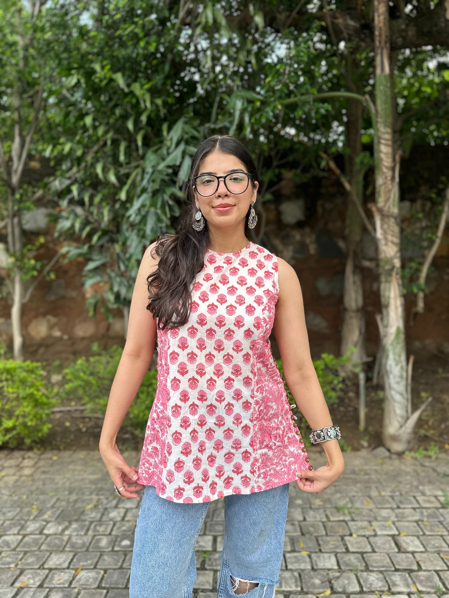 White Lily Halter Short Kurti