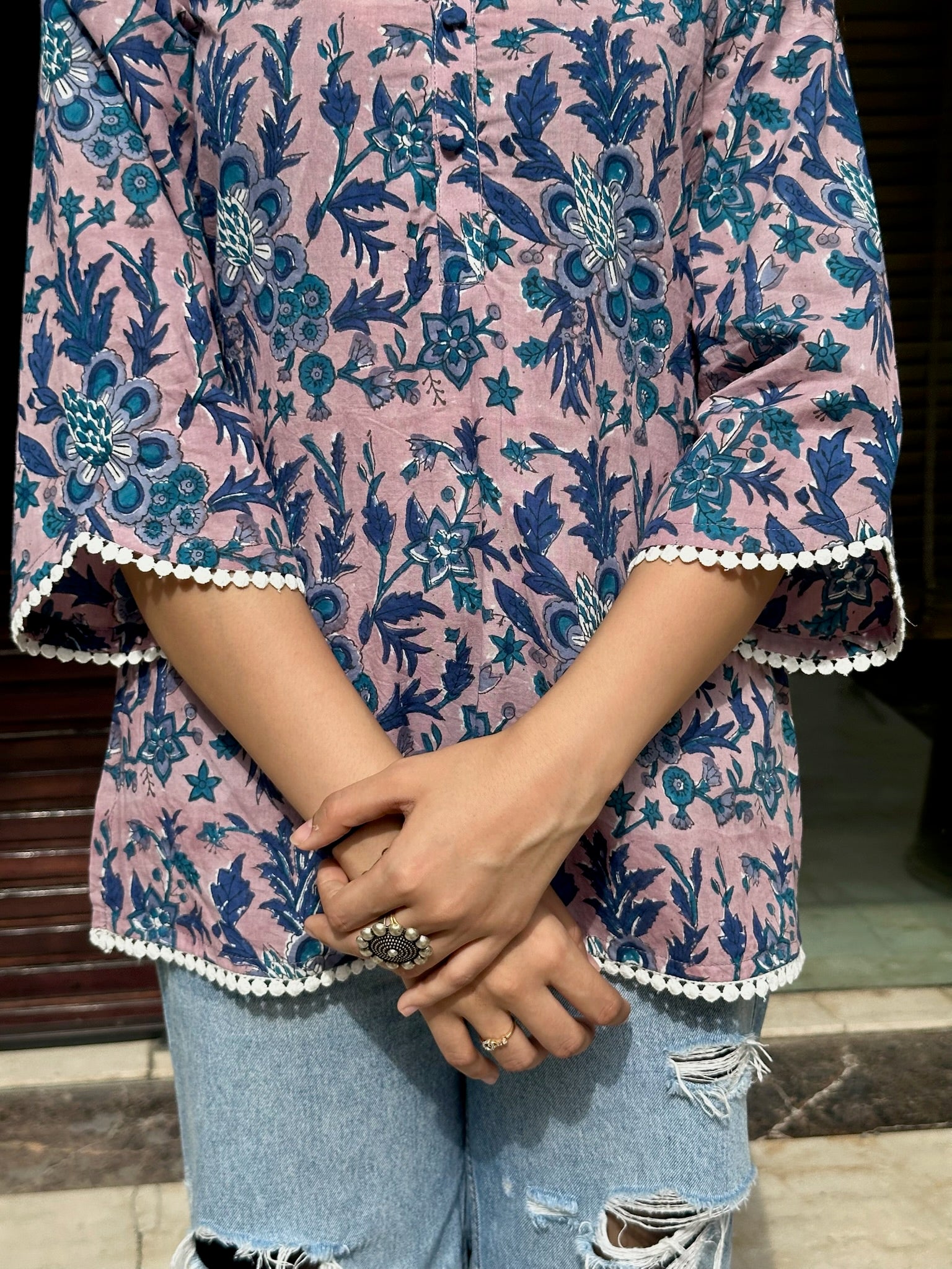 Petal Pink Lace Kurti