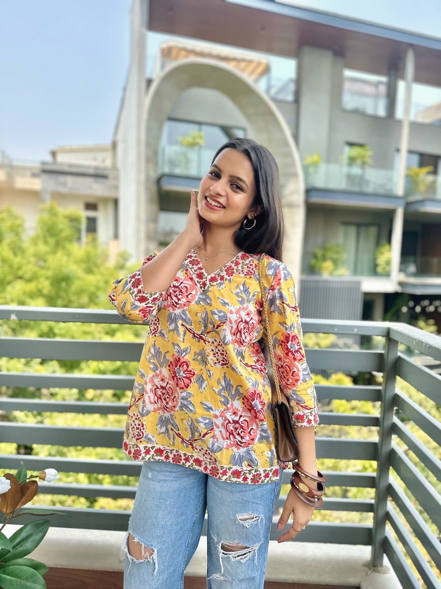 Spiced Curry Mustard Short Kurti