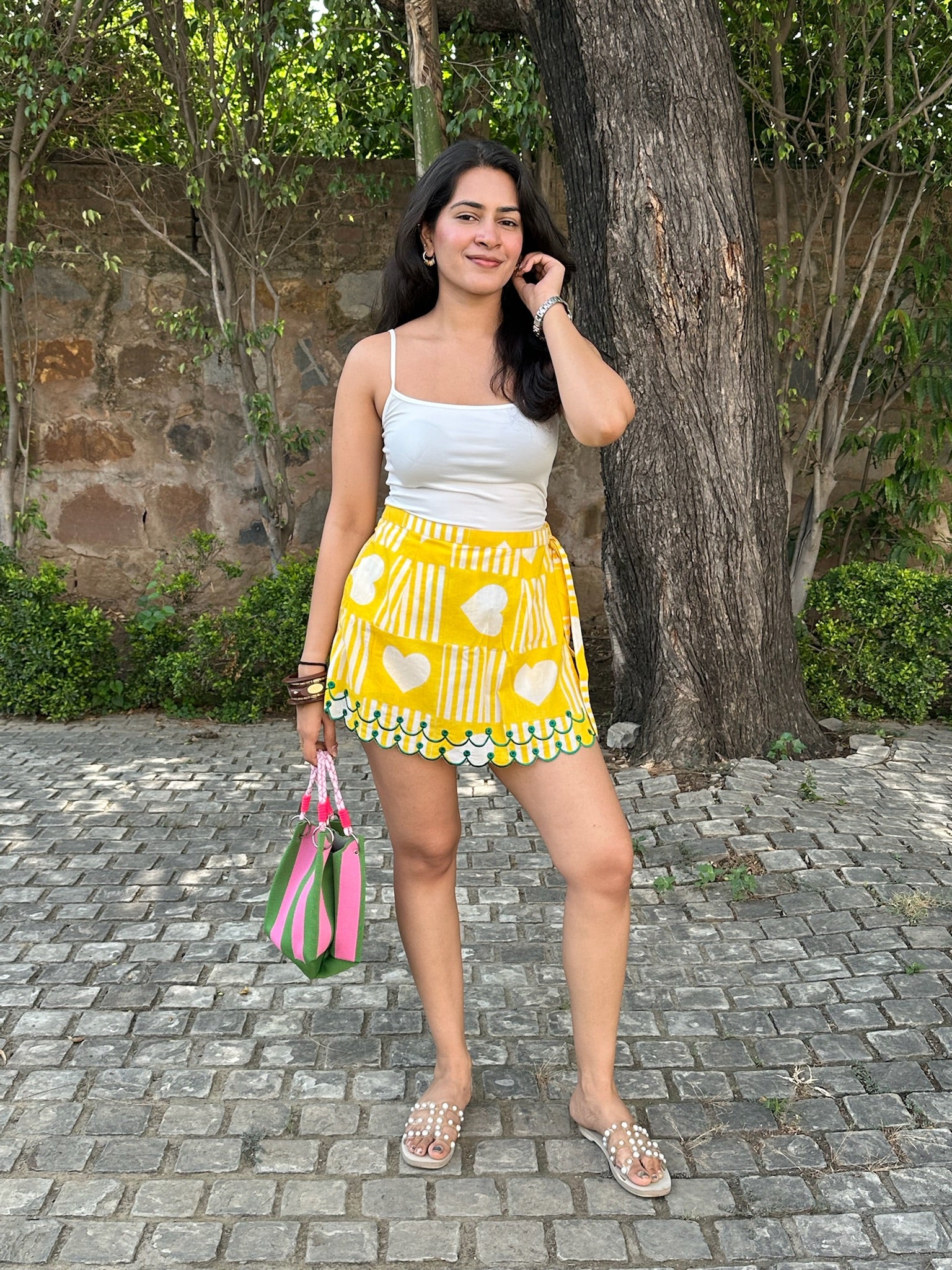 exclusive yellow hearts skort