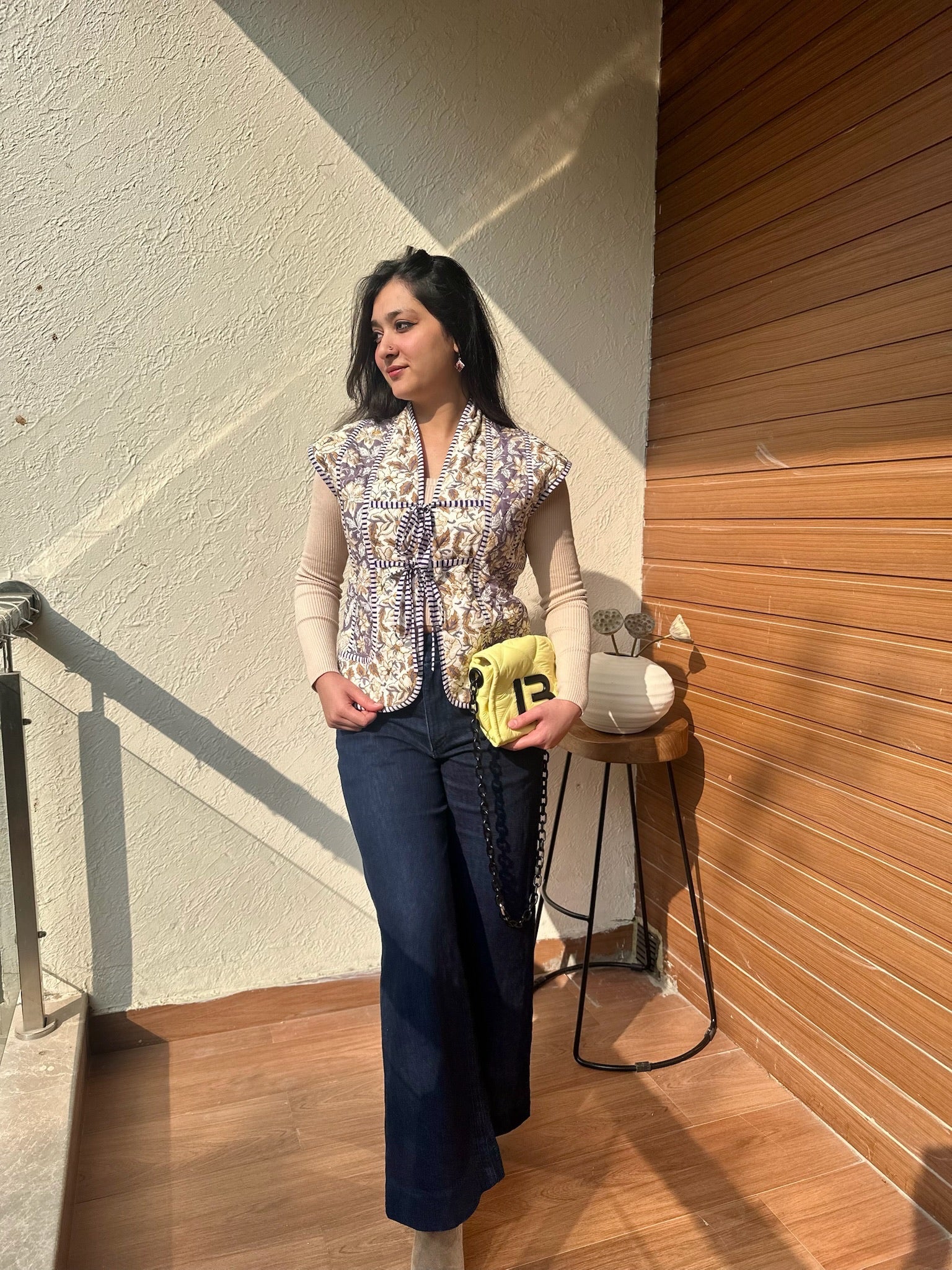 Ochre Brown Quilted Dual Jacket