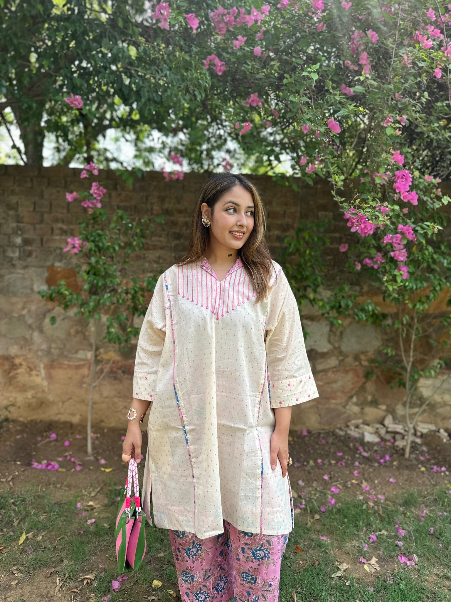 Pink Vanilla Long Dobby Co-Ord Set