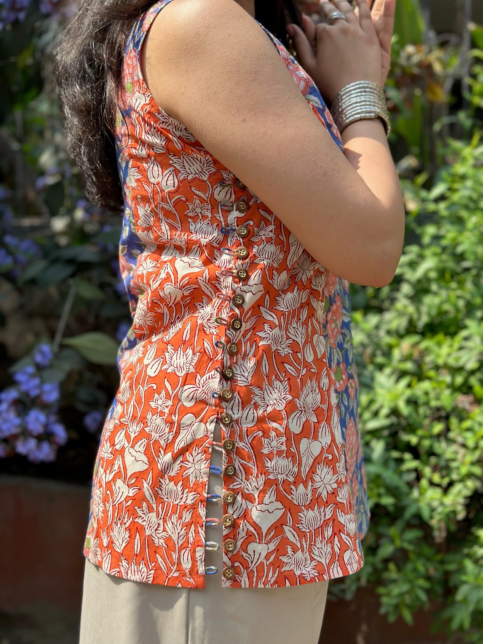 Blue Saffron Halter Short Kurti
