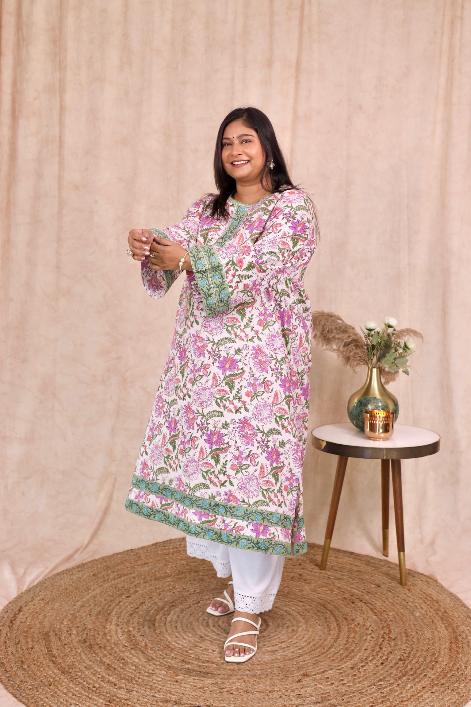 Wide Sleeve Kurta - Floral Mist