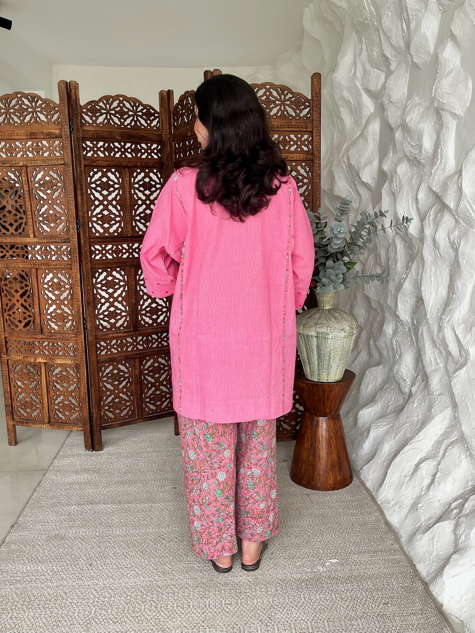 Sorbet Pink Short Dobby Co-Ord Set