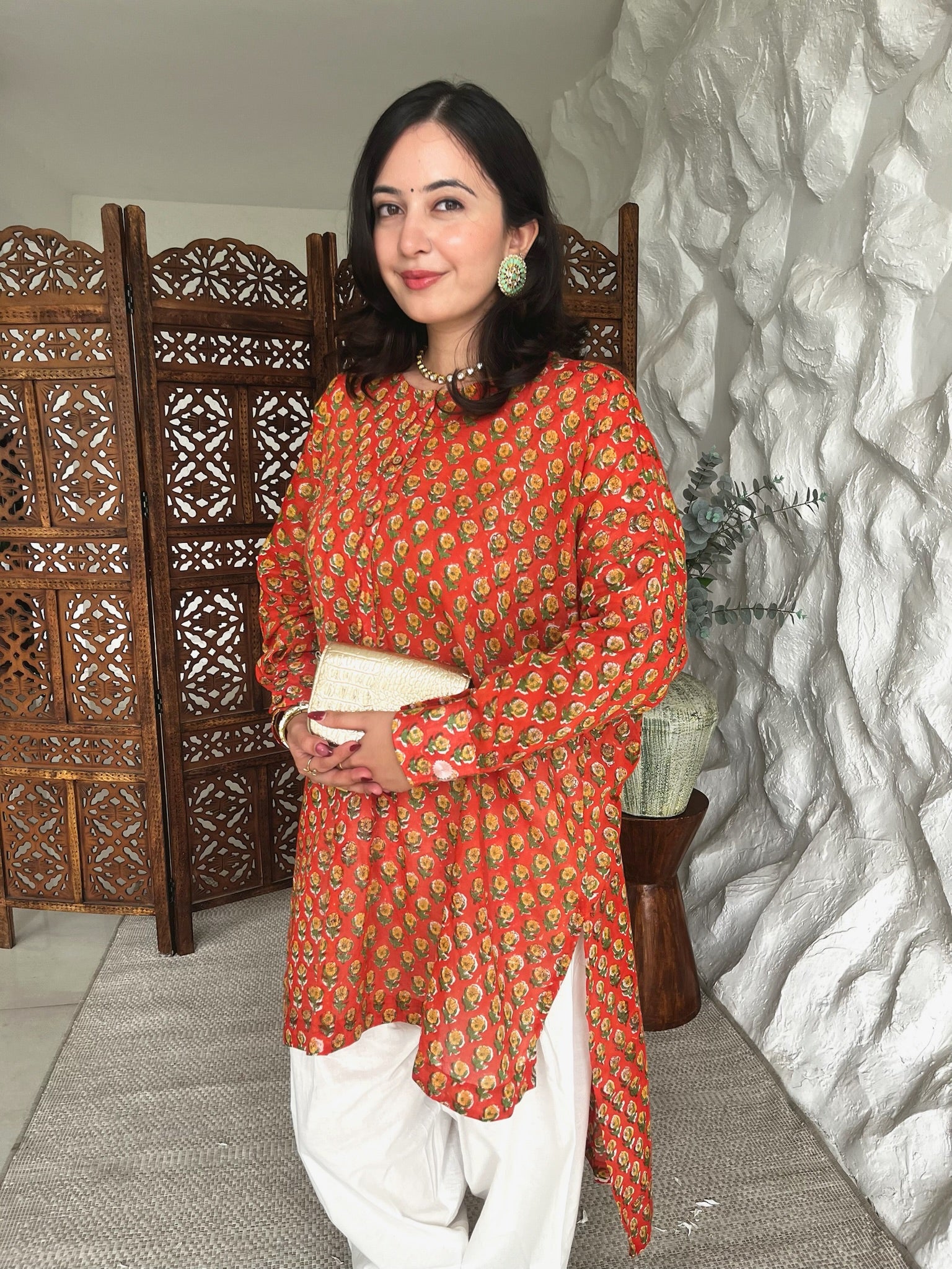 Kesari Flame Mulmul Co-Ord Set
