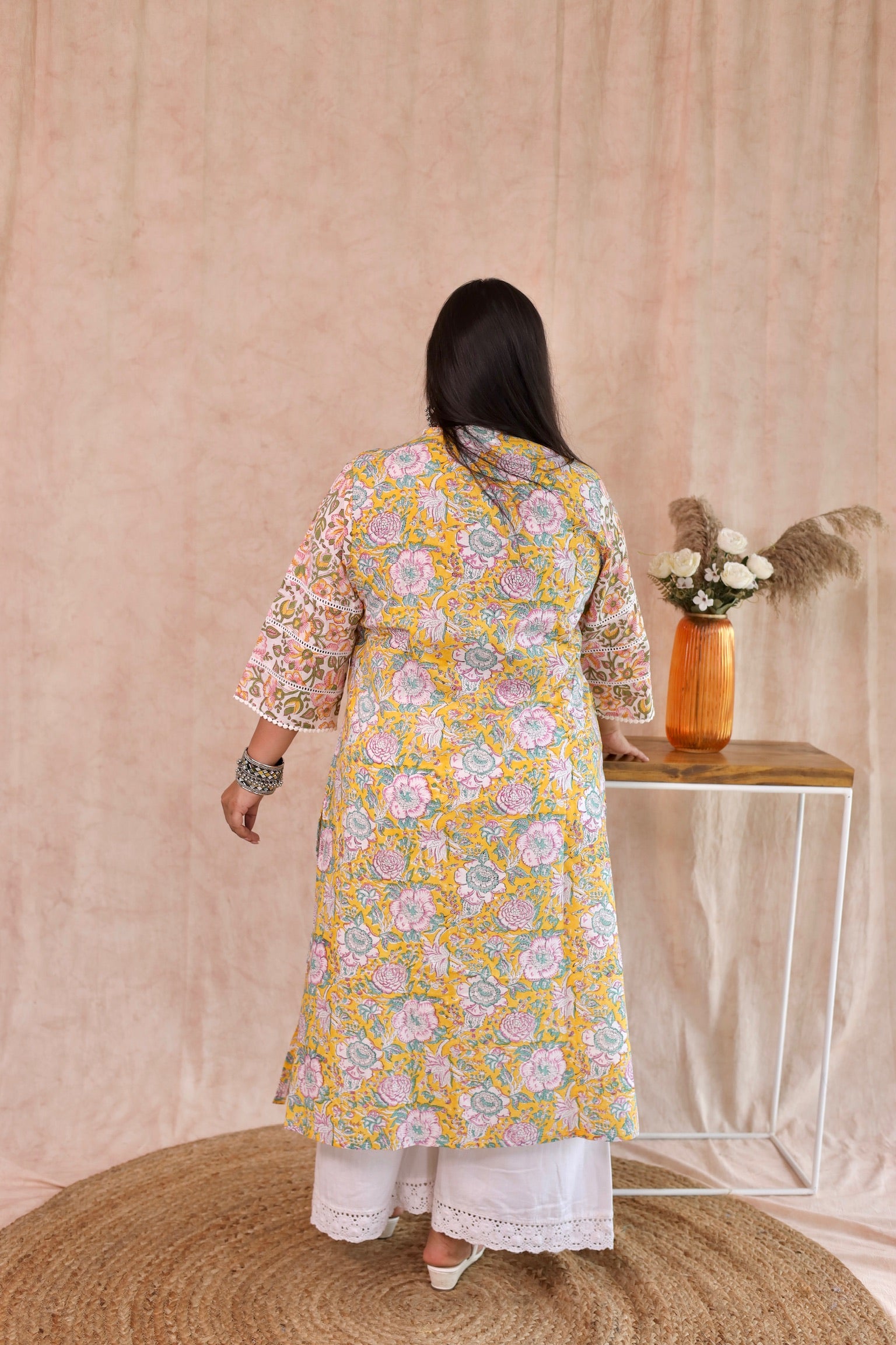 Lemon Yellow Front Pleat Kurta