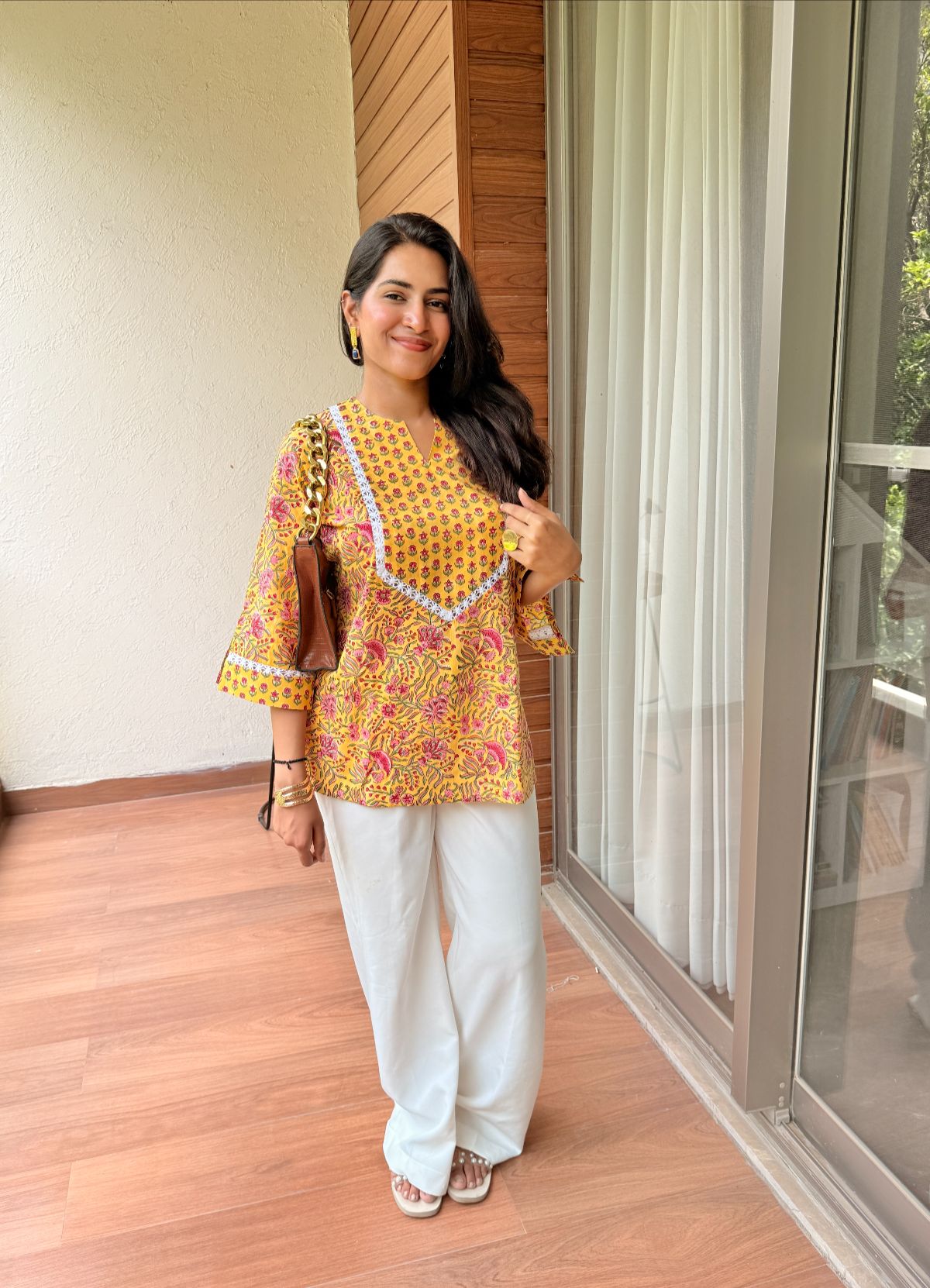 Kesari Yoke Lace Short Kurti