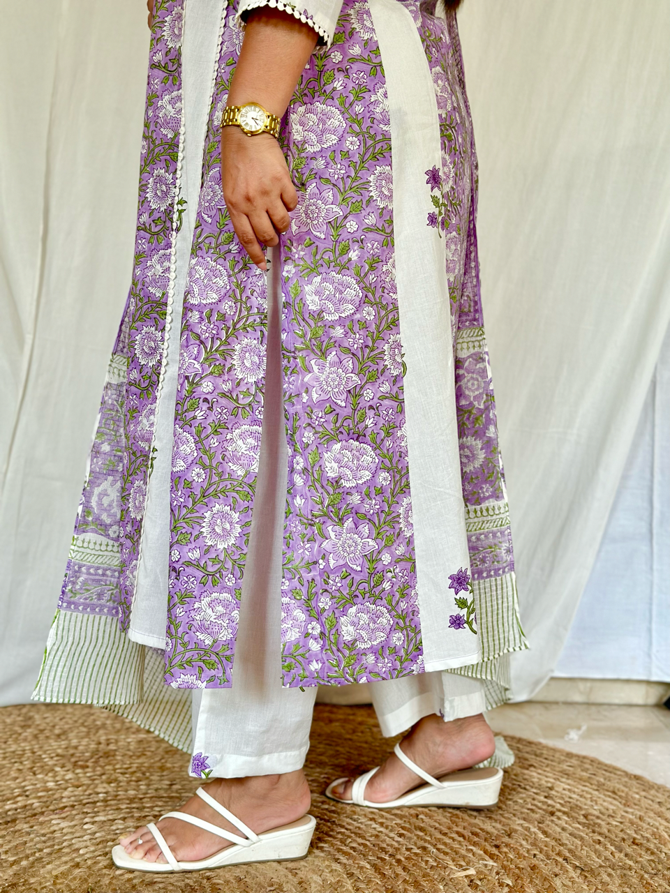 Purple Peony Glass Kurta Set Large