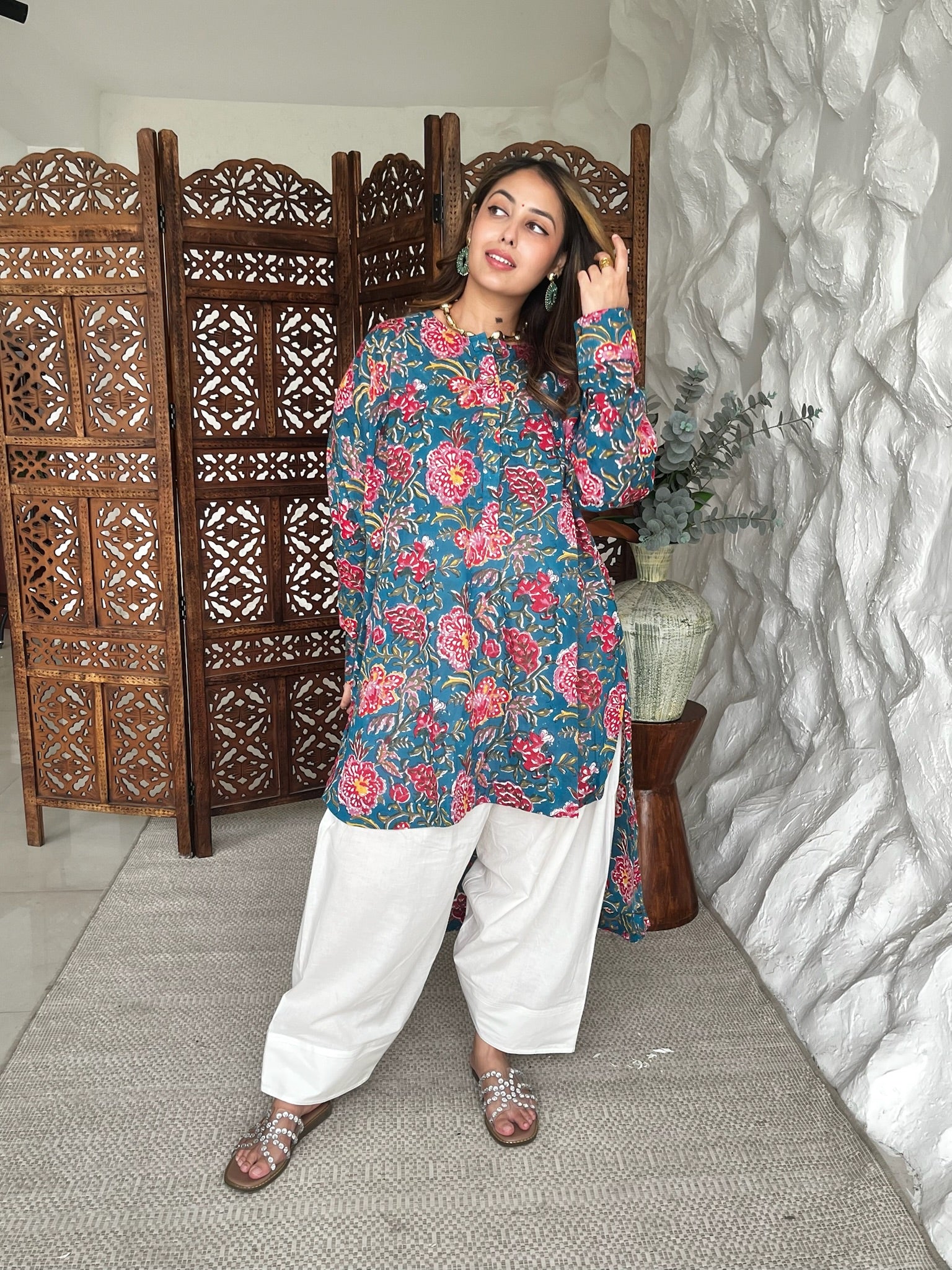 Jade Teal Mulmul Co-Ord Set
