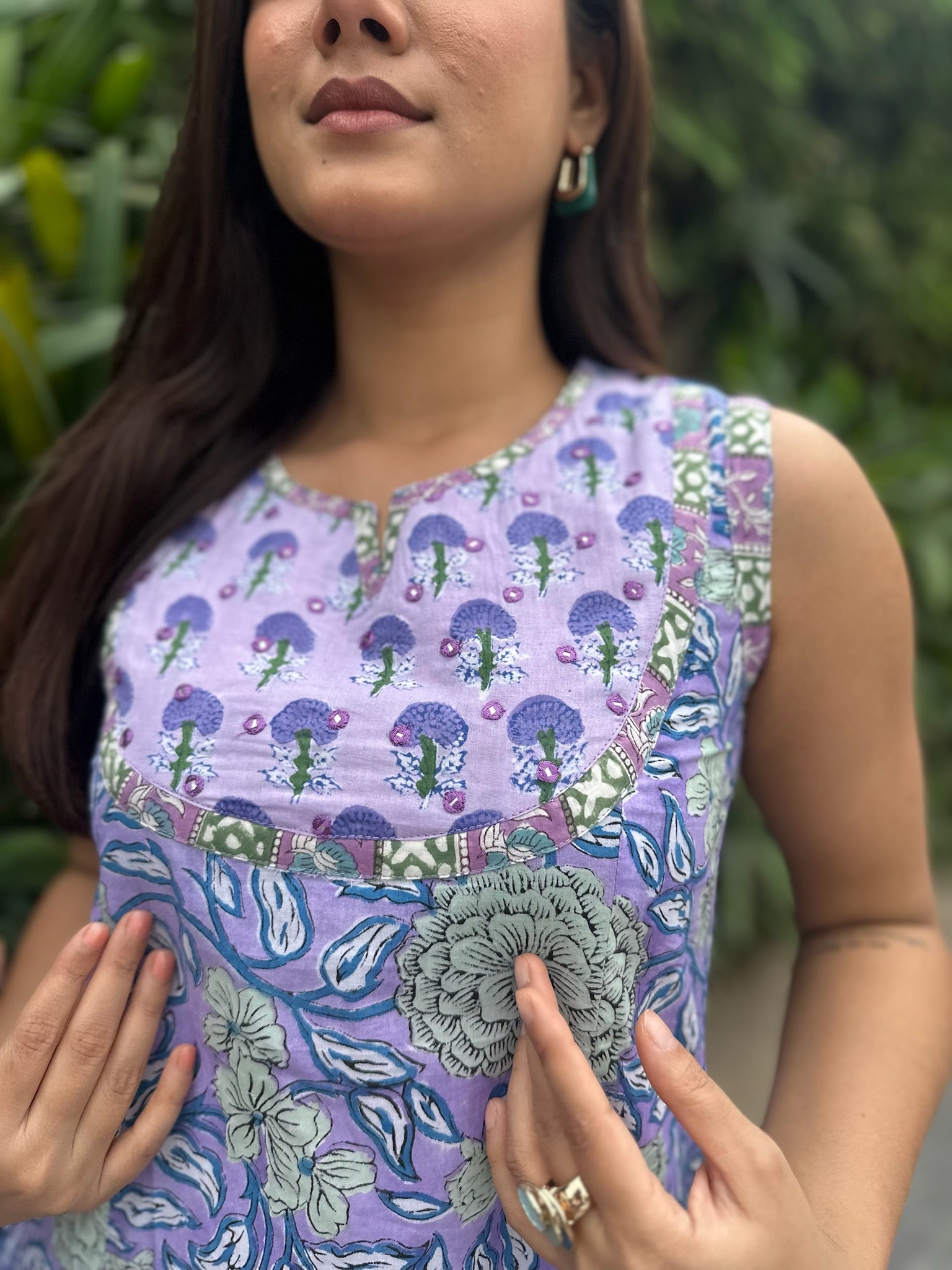Sunset Purple Yoke Sleeveless Anarkali