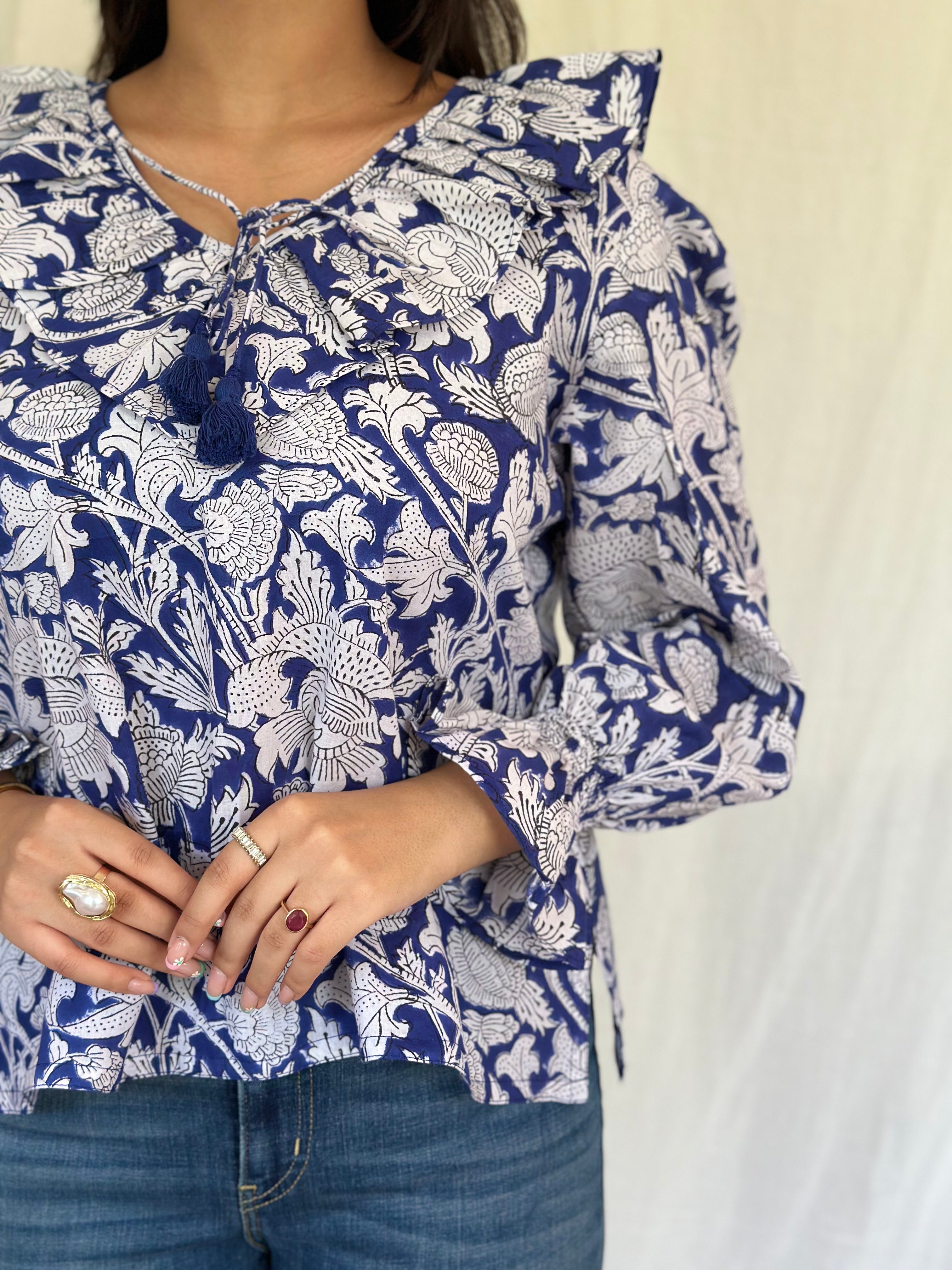 Royal Blue Floral Top