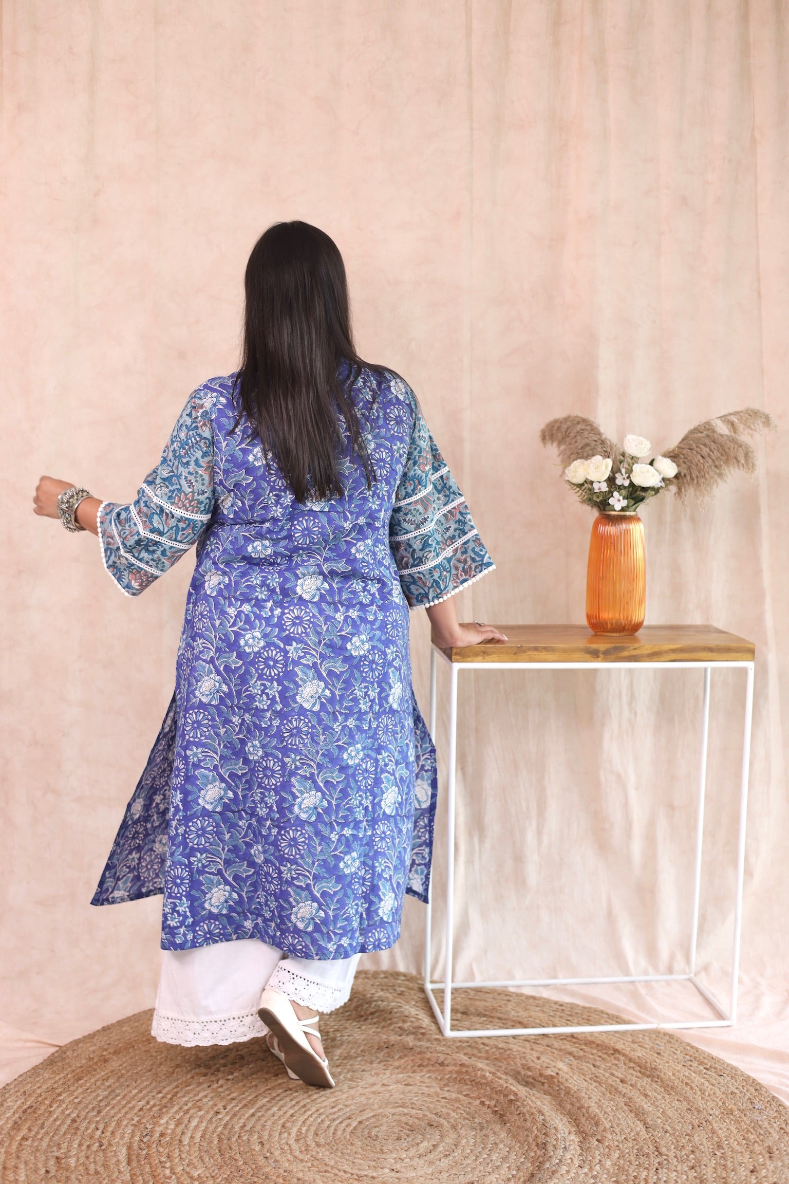 Berry Blue Front Pleat To Kurta