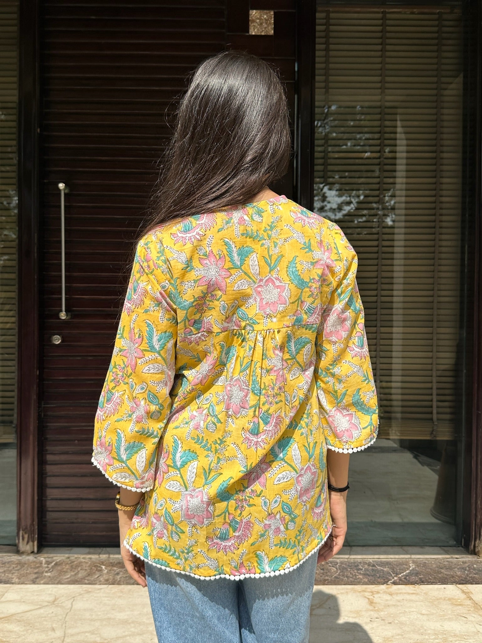 Maze Yellow Lace Kurti