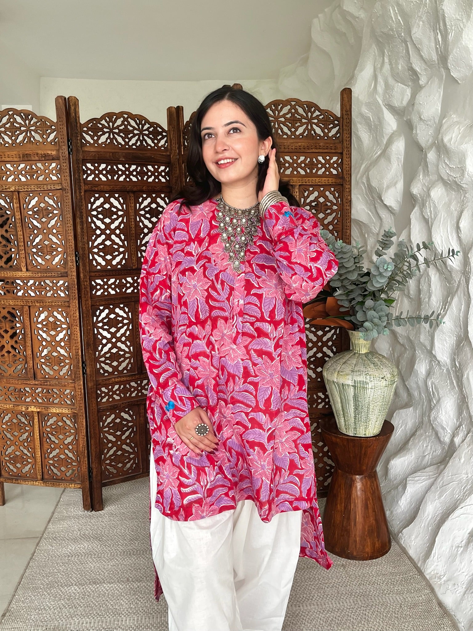 Gulabi Crimson Mulmul Co-Ord Set