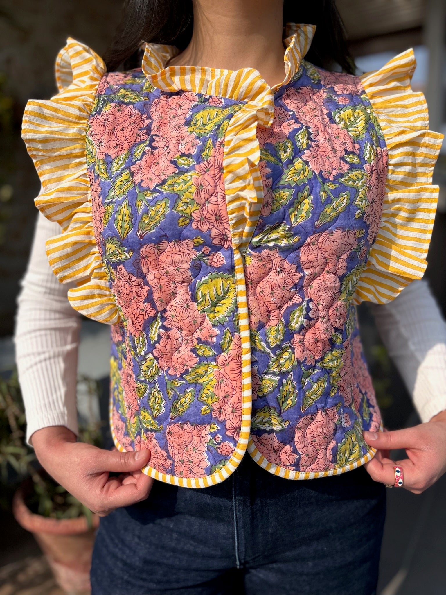 Violet Gulabi Quilted Frill Jacket