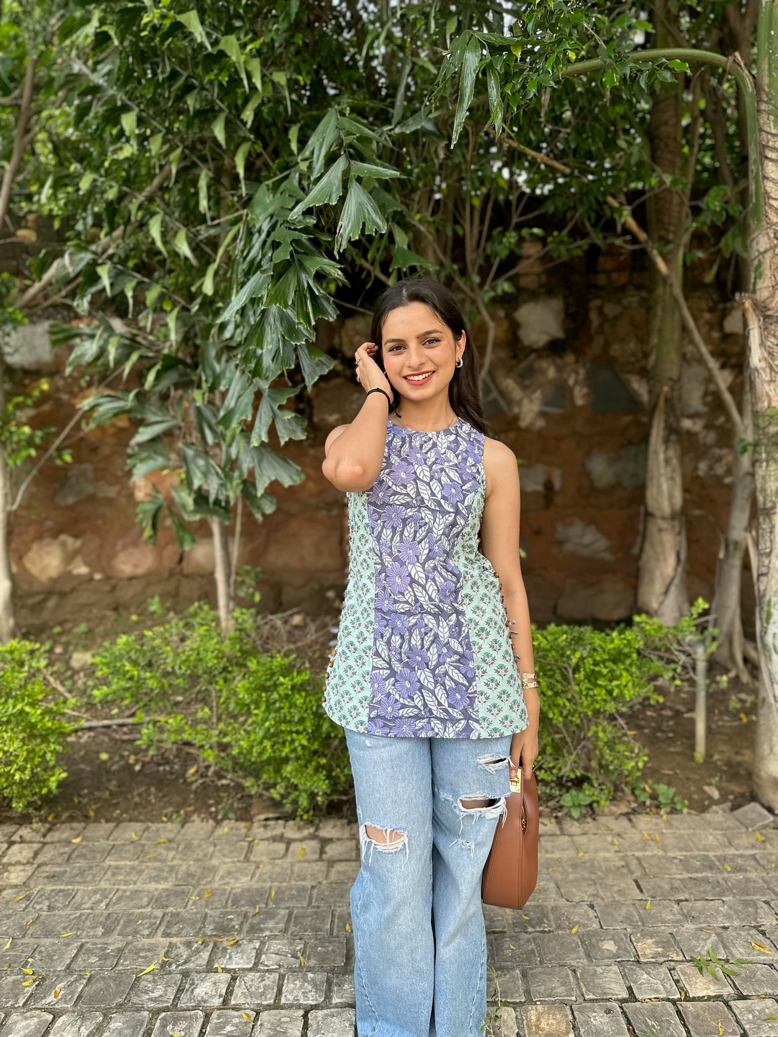 Blueberry Matcha Halter Short Kurti