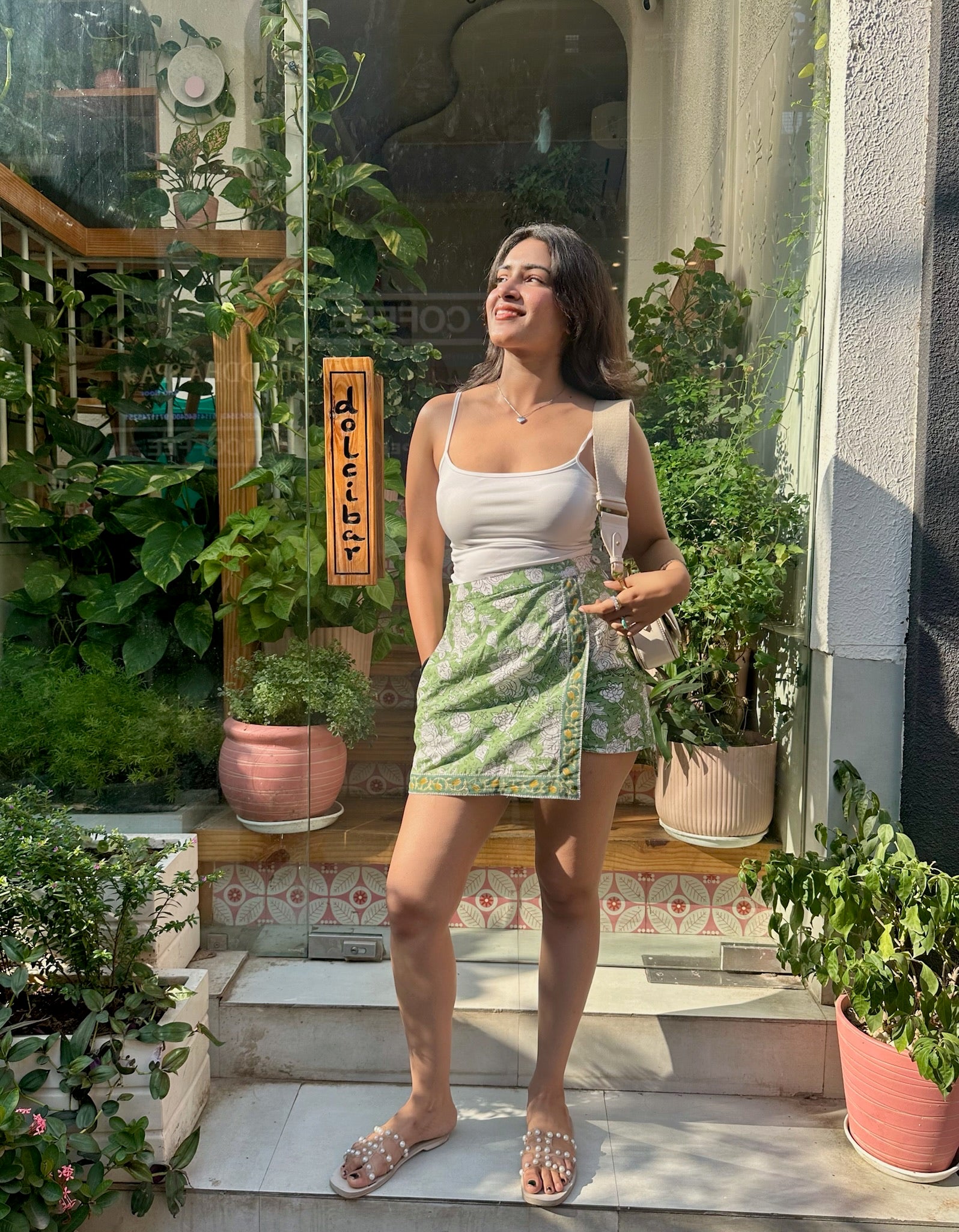 Yellow Green Floral Skort