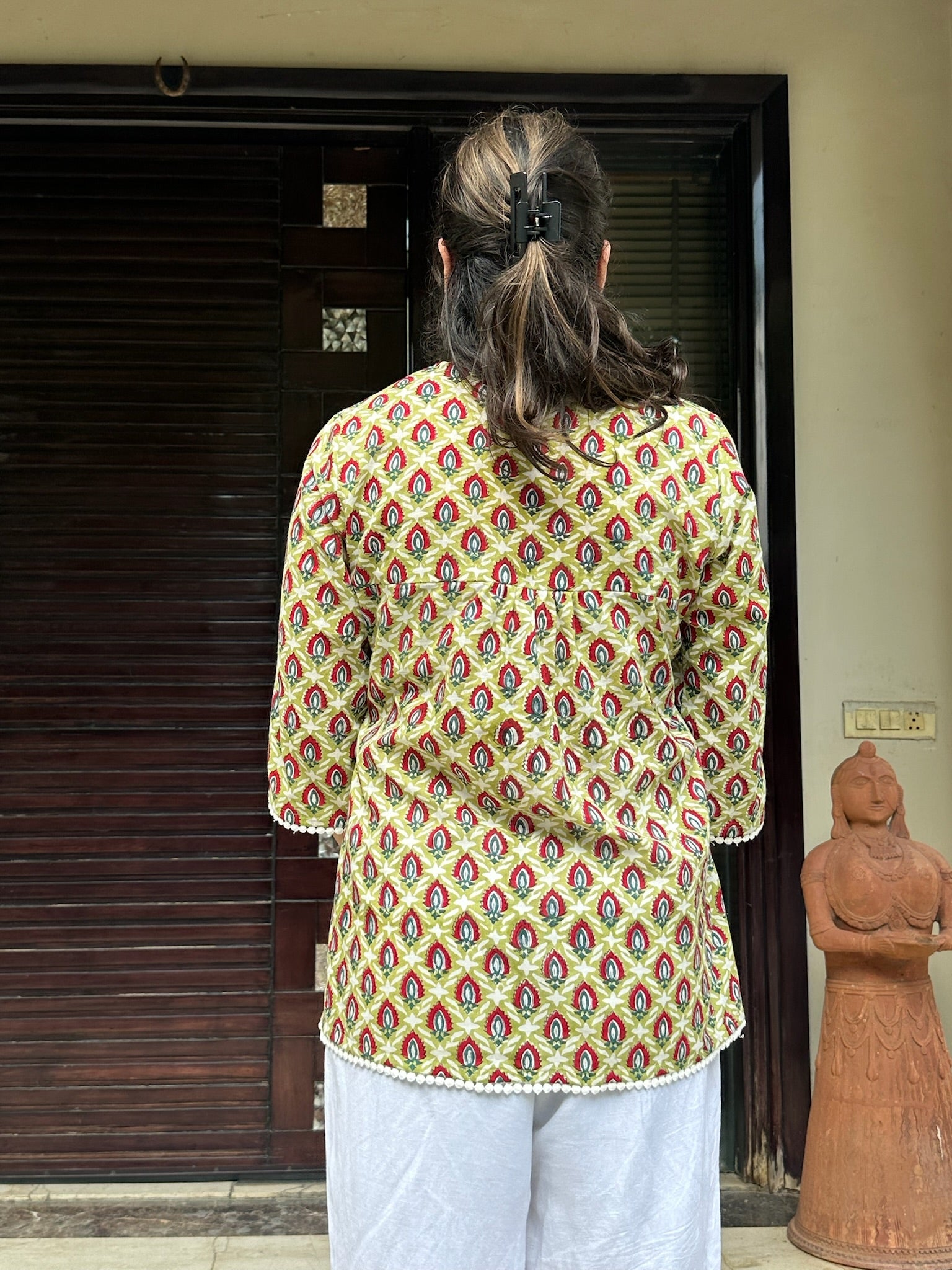 Vintage Sage Lace Kurti