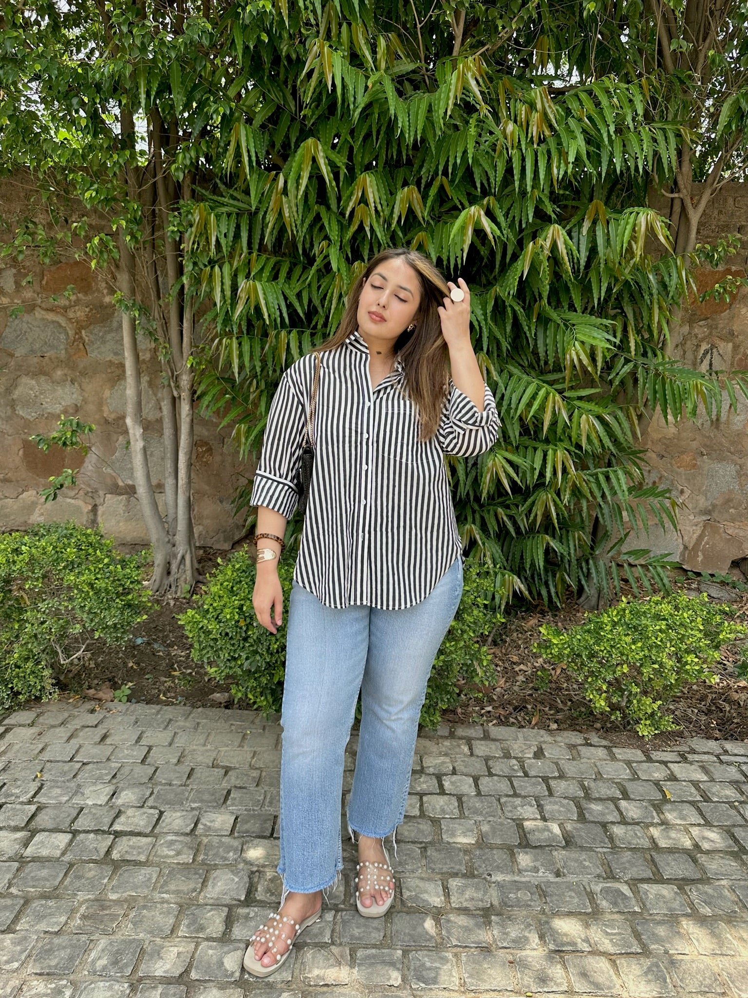mono black striped shirt