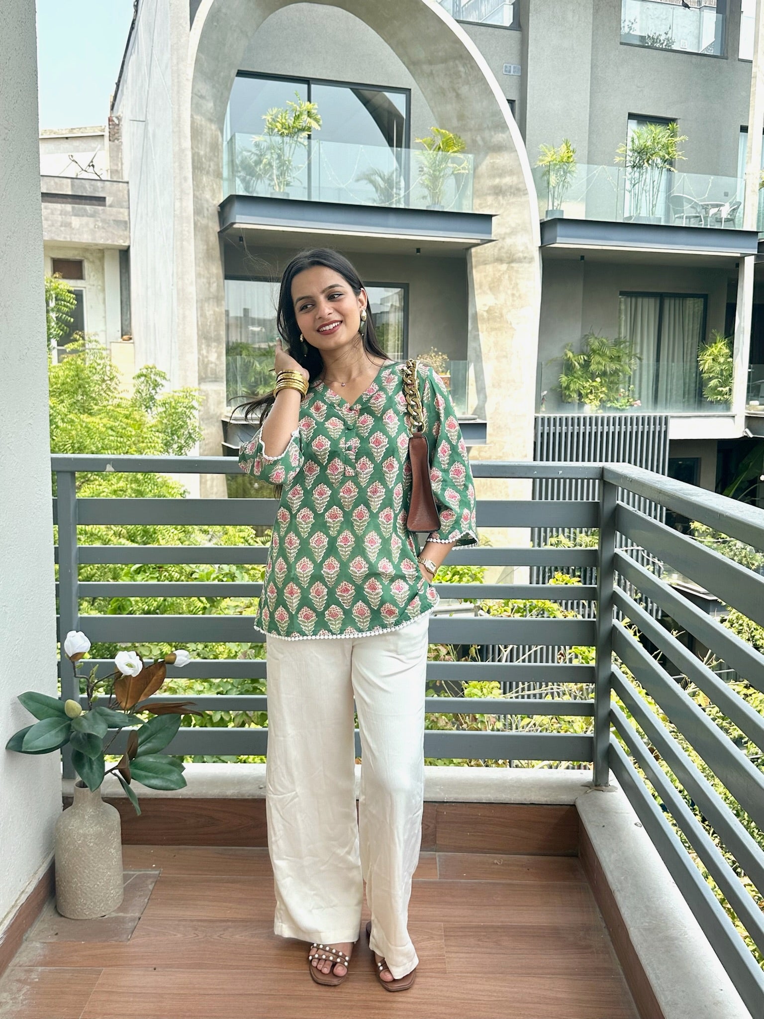 Meadow Green Lace Short Kurti
