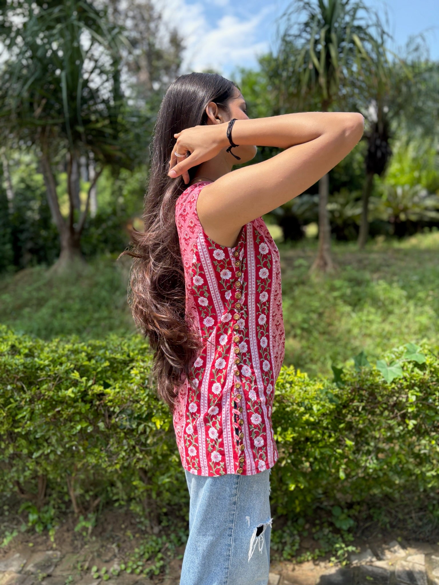 Pink Crimson Halter Short Kurti