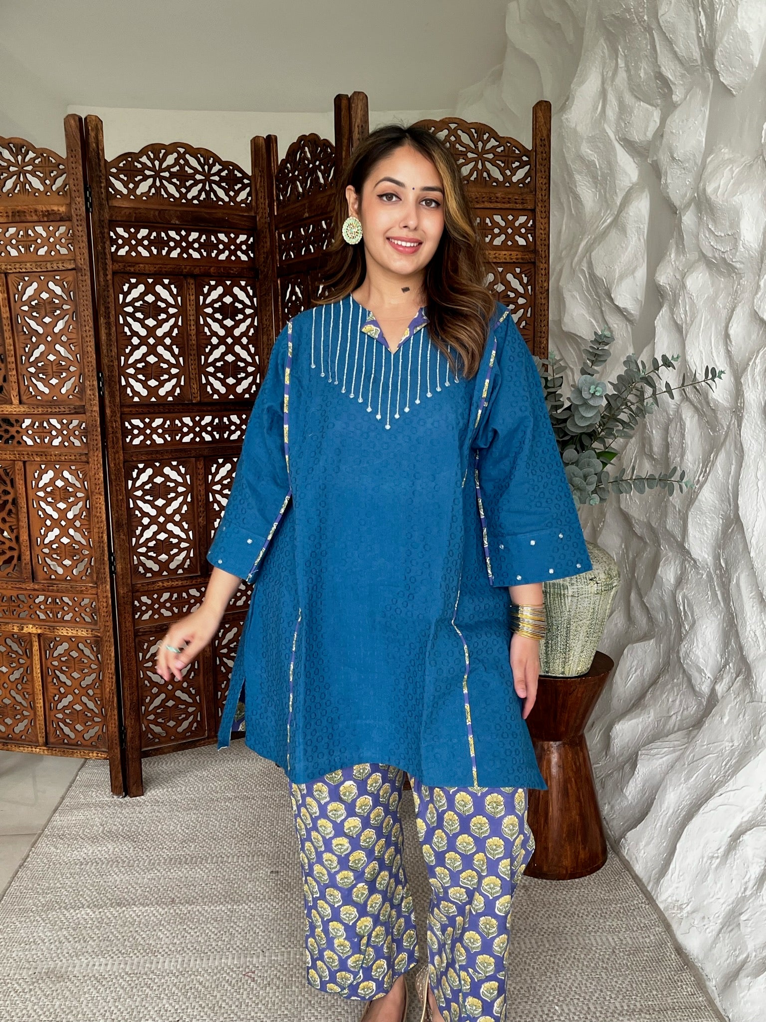 Cobalt Blue Short Dobby Co-Ord Set