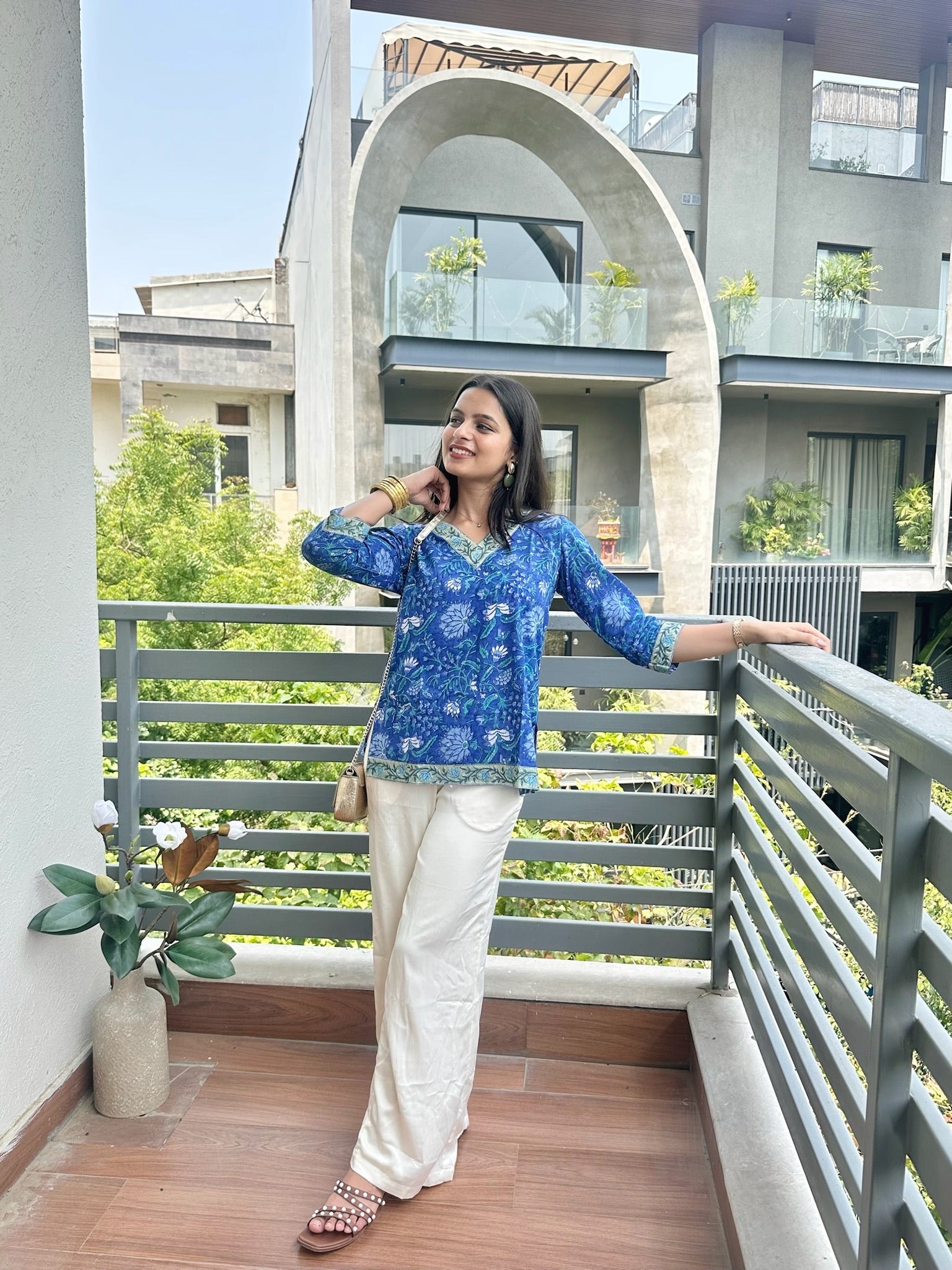 Arctic Ice Blue Short Kurti