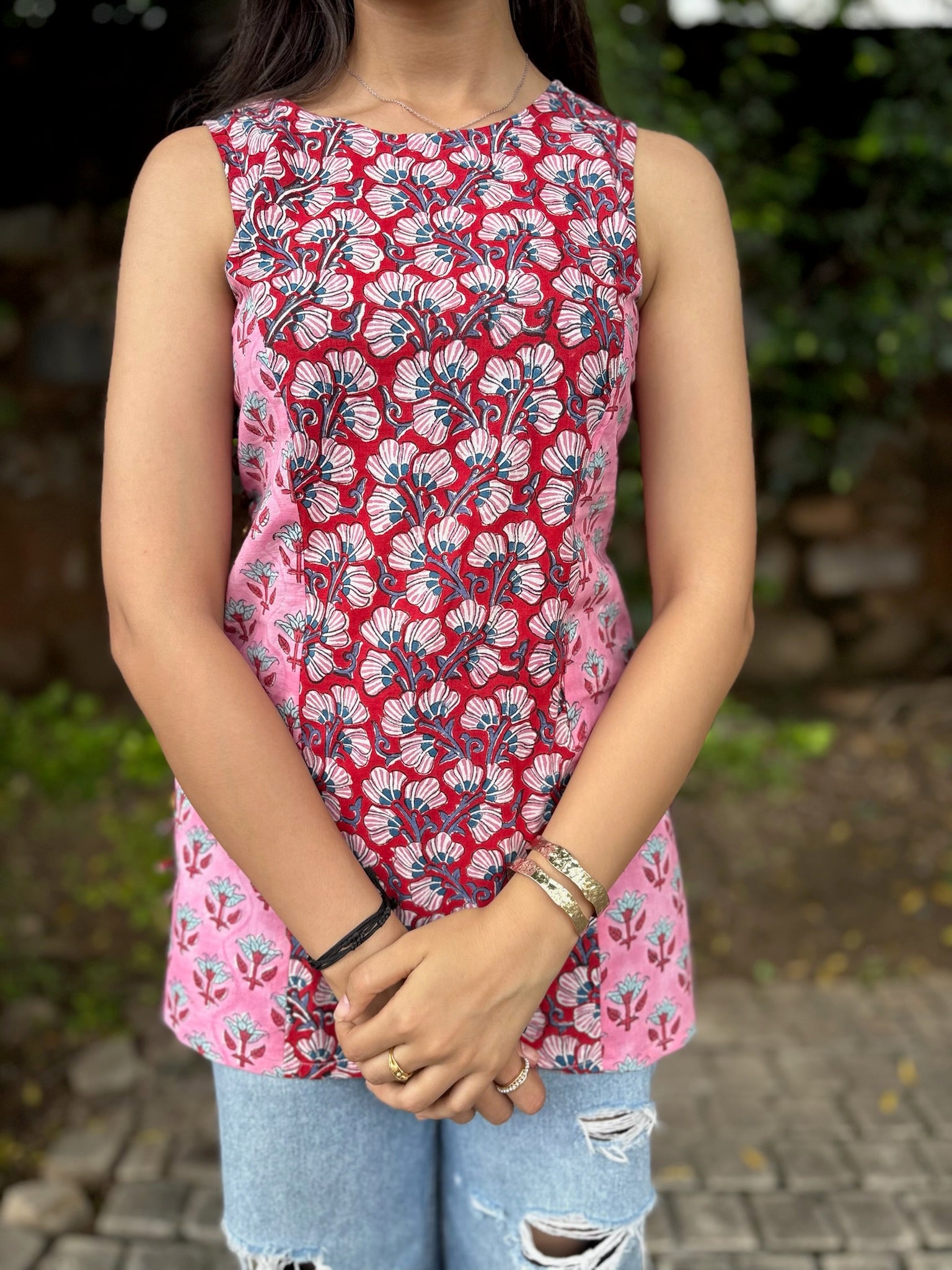 Bubblegum Red Halter Short Kurti