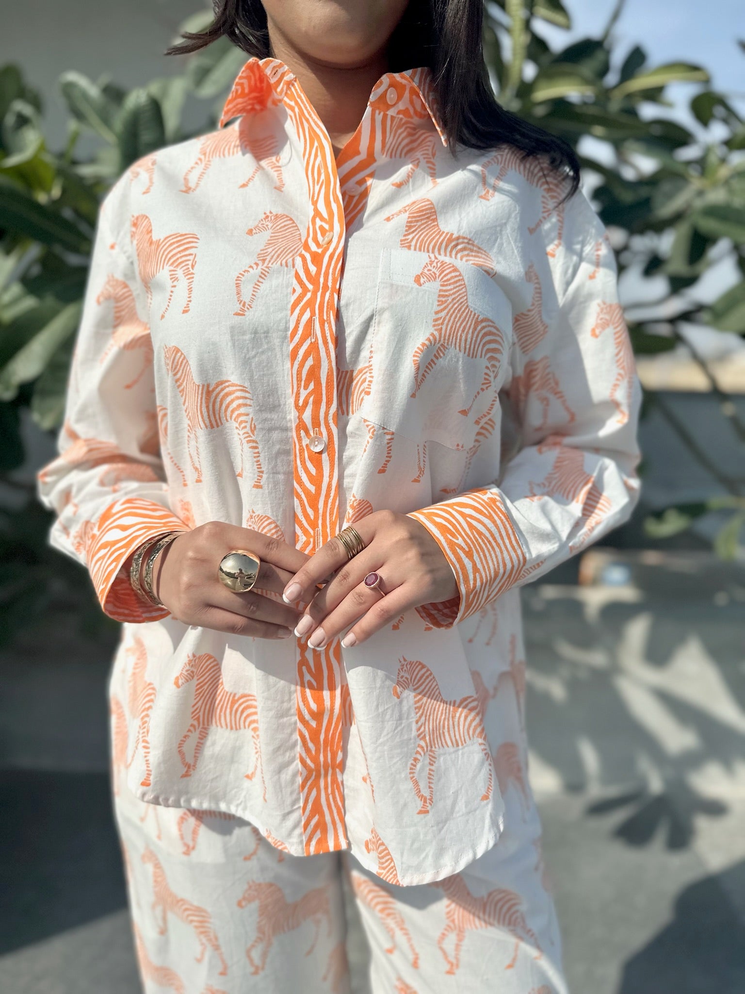 Zebra Striped Orange Co-ord Set