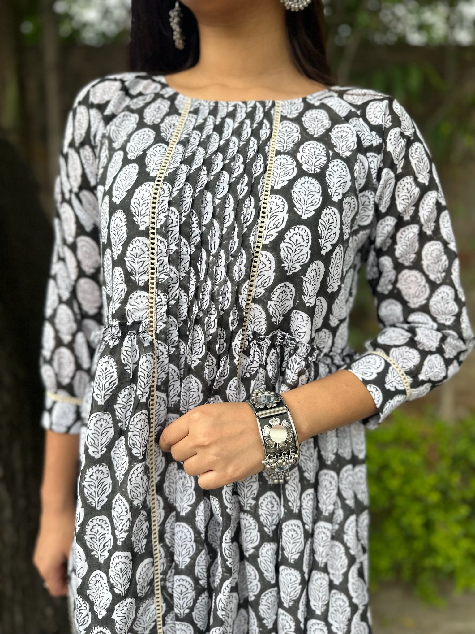 Black White Mulmul Maxi Dress