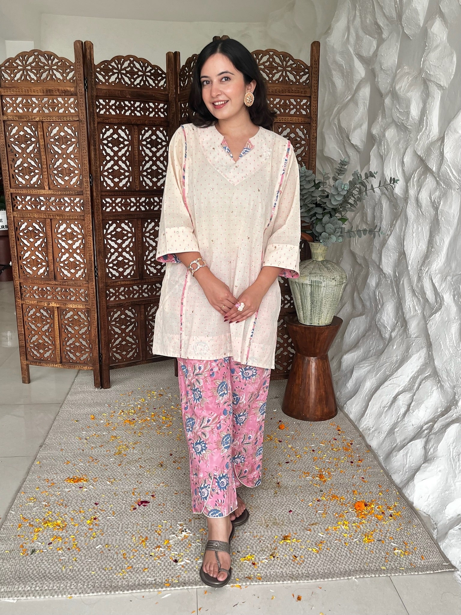 Pink Vanilla Short Dobby Co-Ord Set