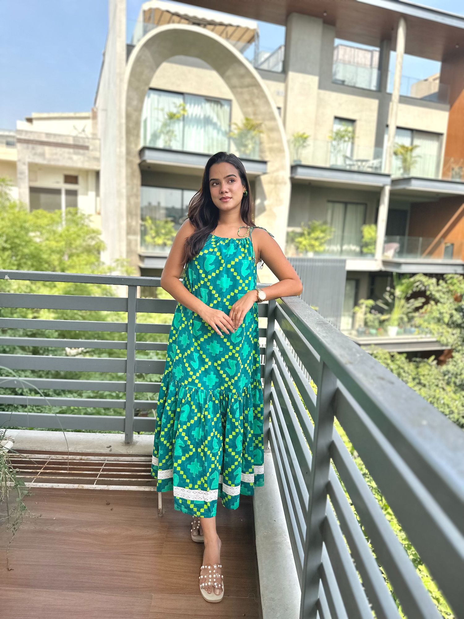 Azure Ocean Halter Maxi Dress