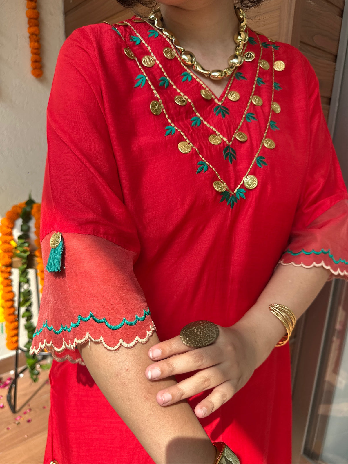 Alta Laal Solid Embroidery Set